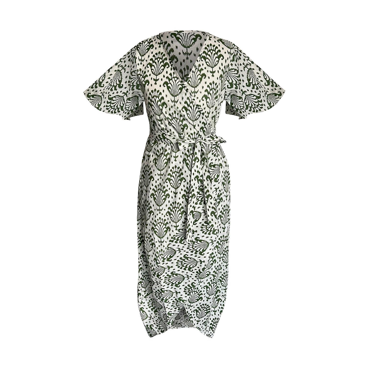 Toma Women's White / Green Wrap Marilyn Dress In White/green