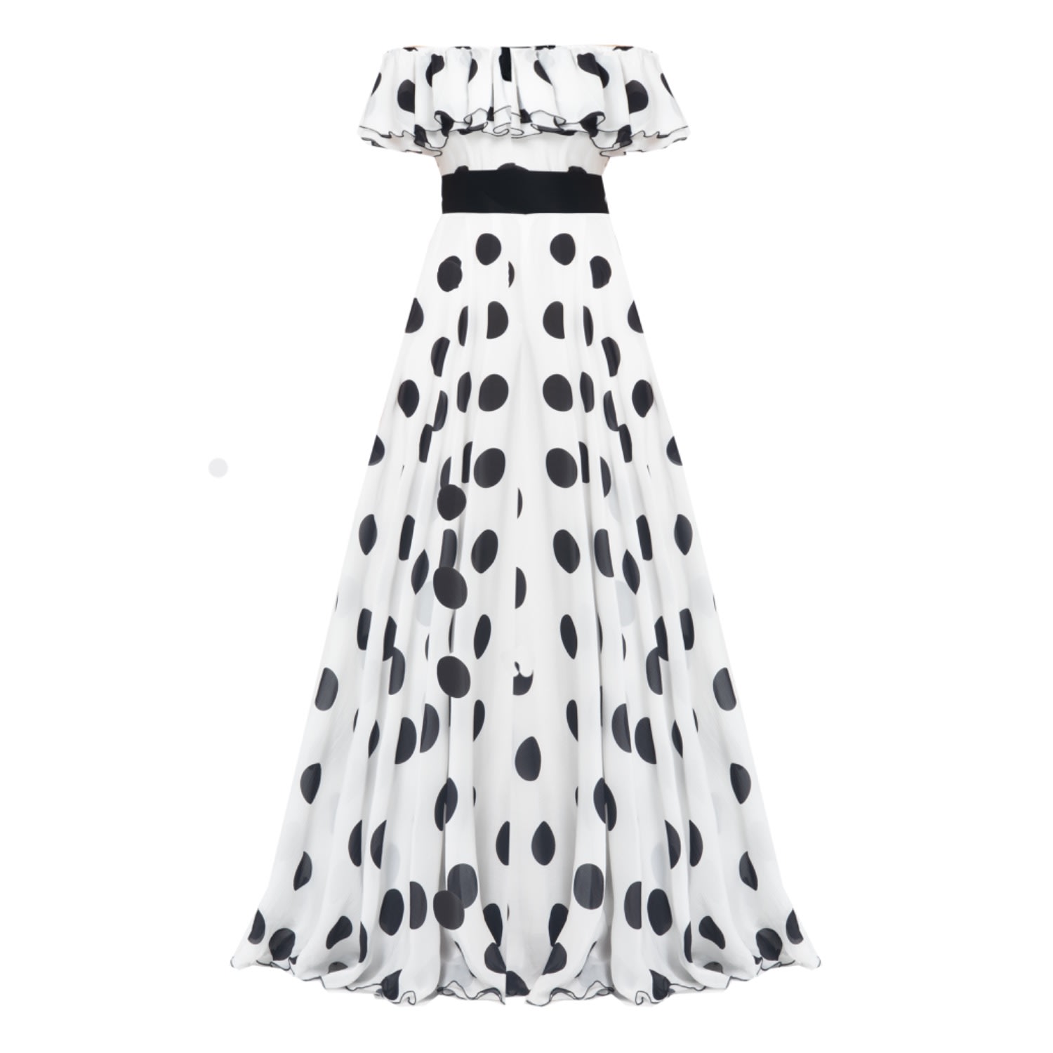 Matsour'i Women's White 100% Silk Dress Scarlett With Polka-dot Print Maxi In White