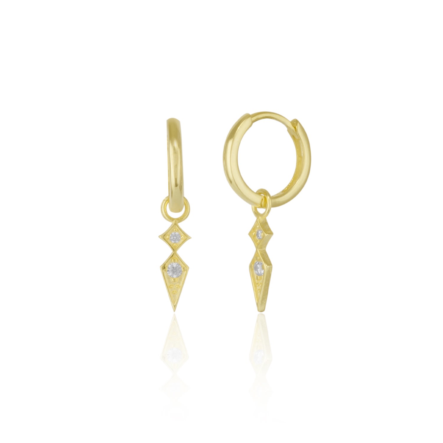 Spero London Women's Sterling Silver Rhombus Drop Earring - Gold