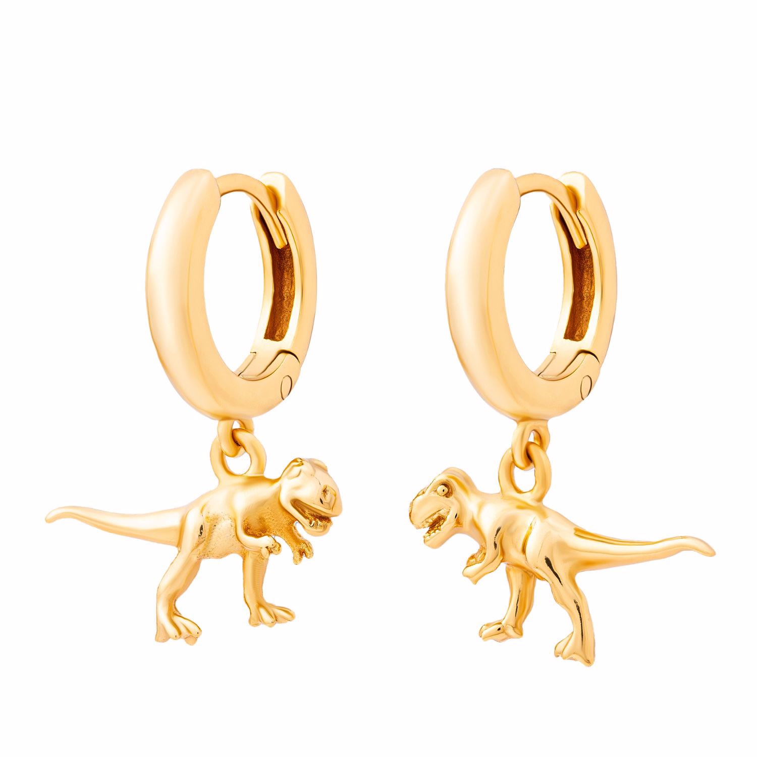 Women’s T-Rex Dinosaur Huggie Earrings Gold Cartilage Cartel