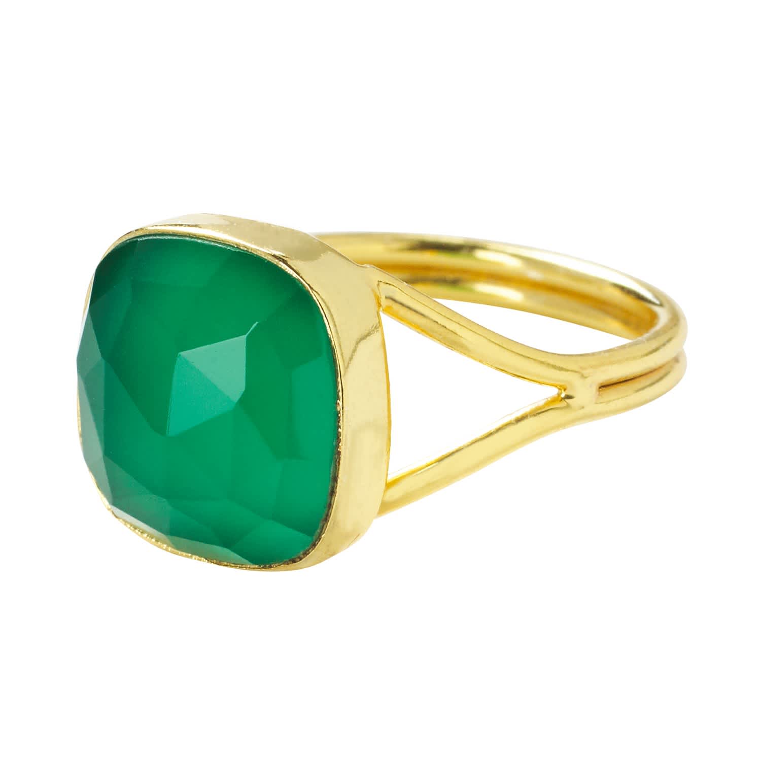 Sweetie Green Onyx Adjustable Gold Ring Yaa Yaa London Wolf Badger