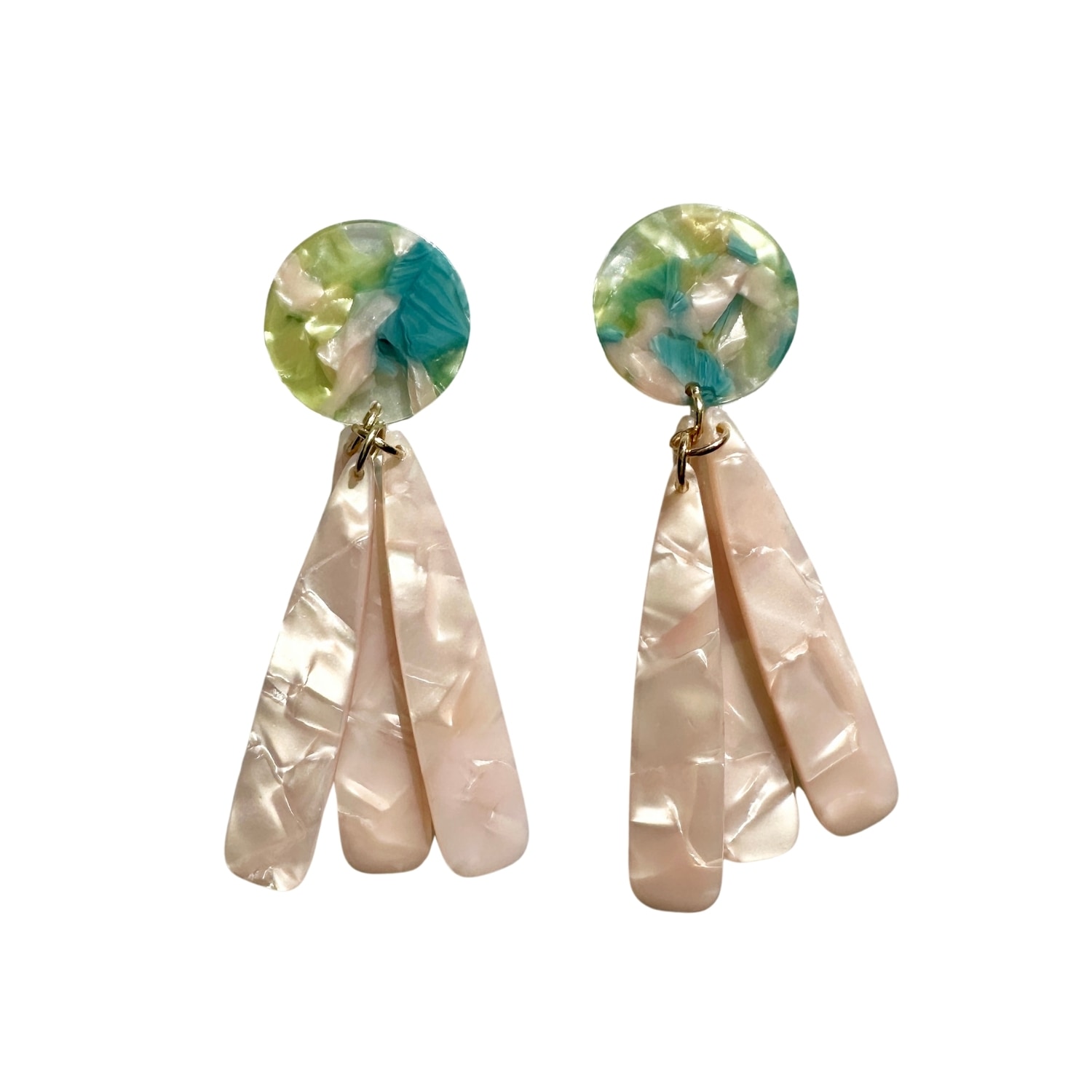 Closet Rehab Women's Green / Pink / Purple Petal Drop Earrings In Bare With Me