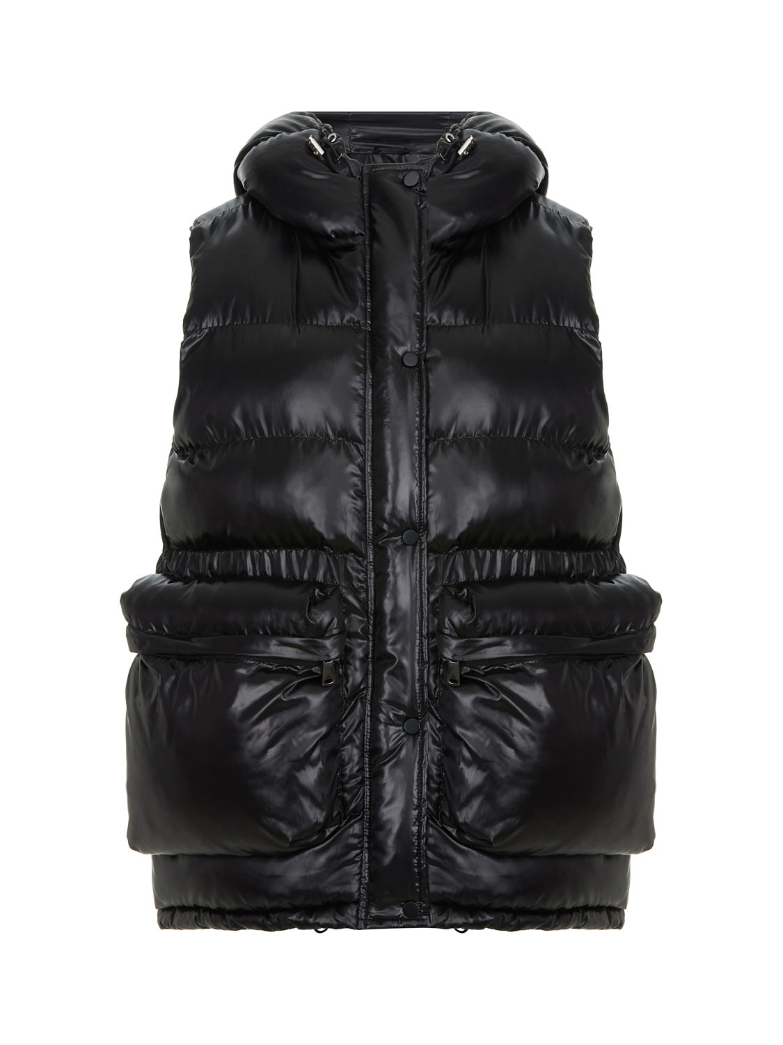 Women’s Black Hooded Puffer Vest Large Nocturne