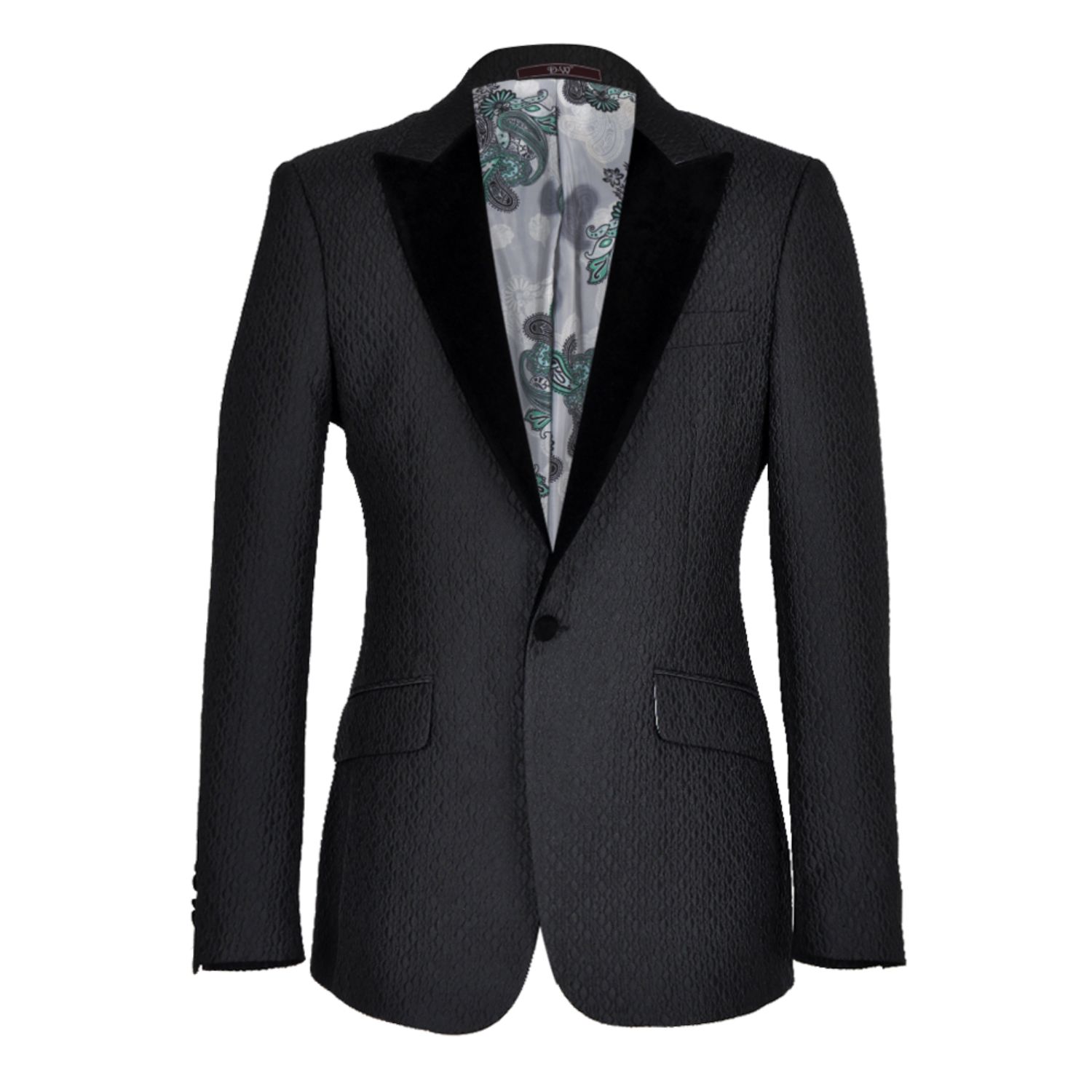 David Wej Men's  Signature Velvet Peak Lapel Blazer - Black