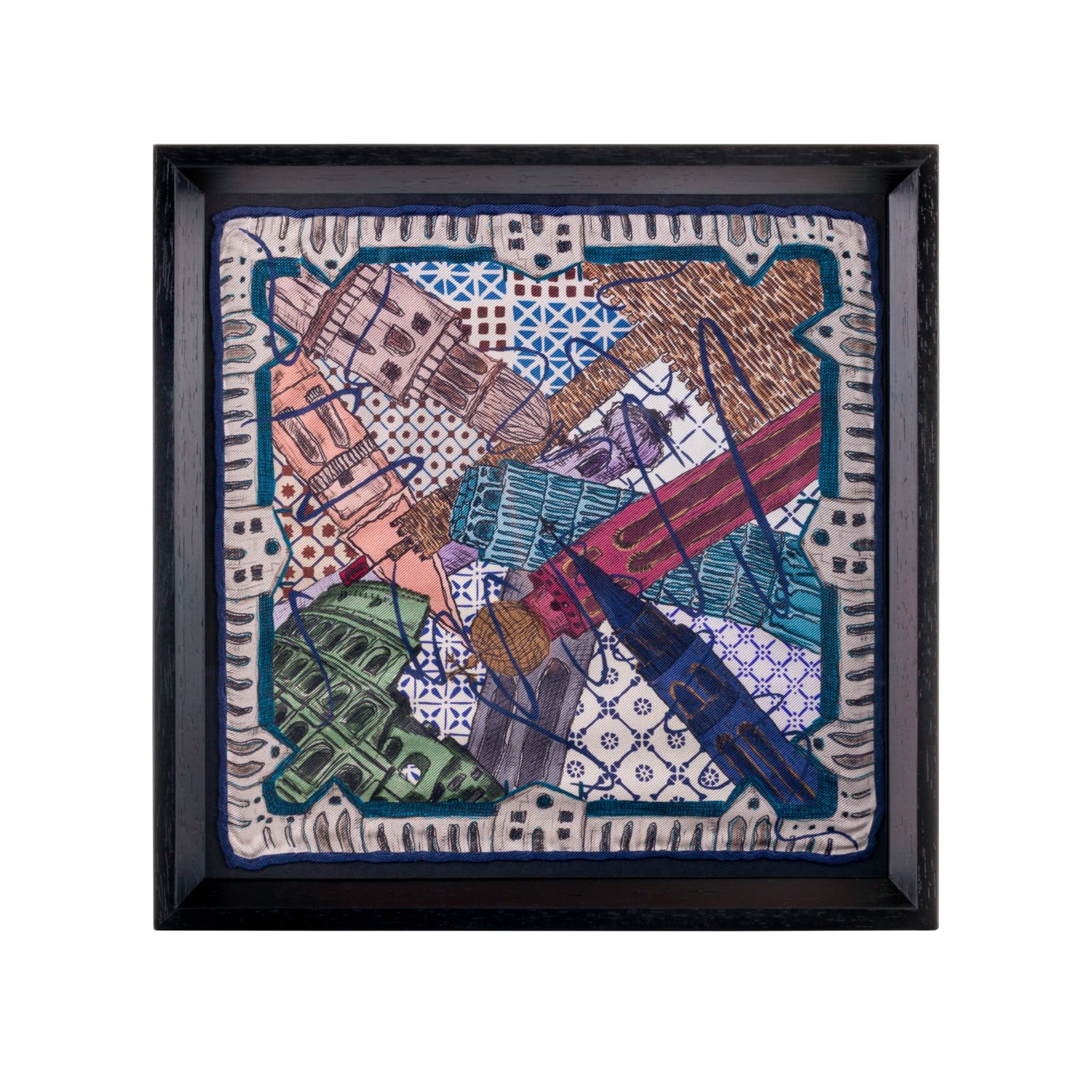 Un Poco Rome Italy Framed Silk Art