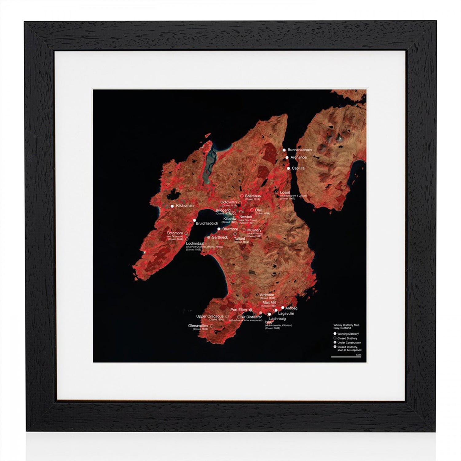 Black / Red Whisky Distillery Map Of Islay Scotland Studio Story