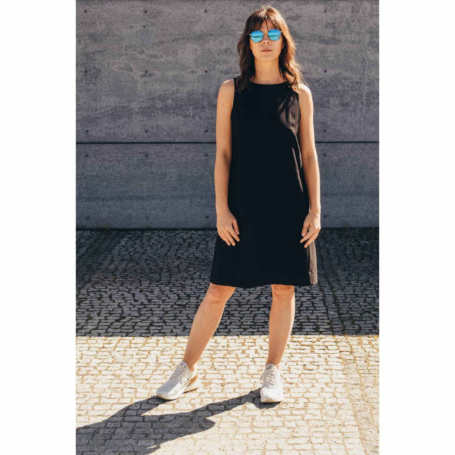knee length dresses for ladies Rove Linen-Cotton Midi Dress - Crossover Back-Ties