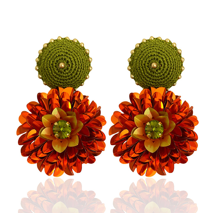 Pinar Ozevlat Women's Yellow / Orange Dahlia Earrings