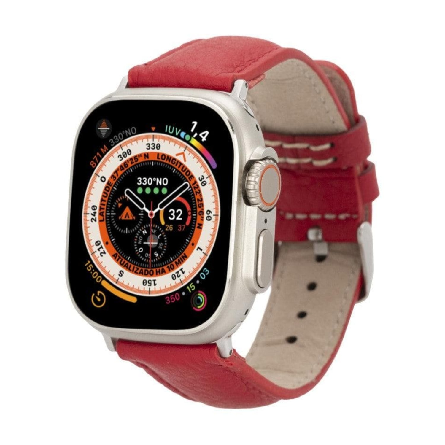 Women's Red Leather Apple Watch Strap Classic Seattle | Leathere