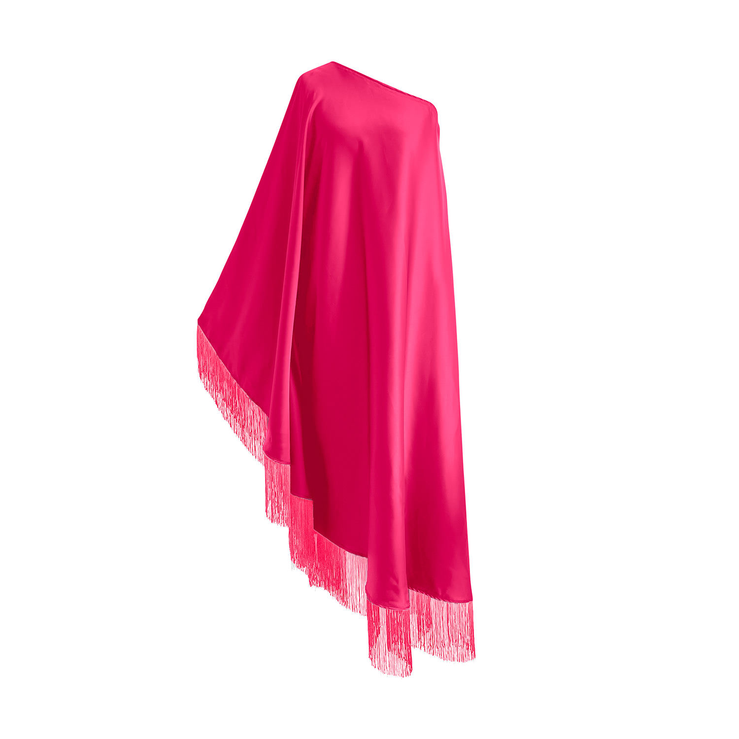 Toma Women's Neon Pink Fringe Off Shoulder Fuchsia Pink Midi Dress In Pink