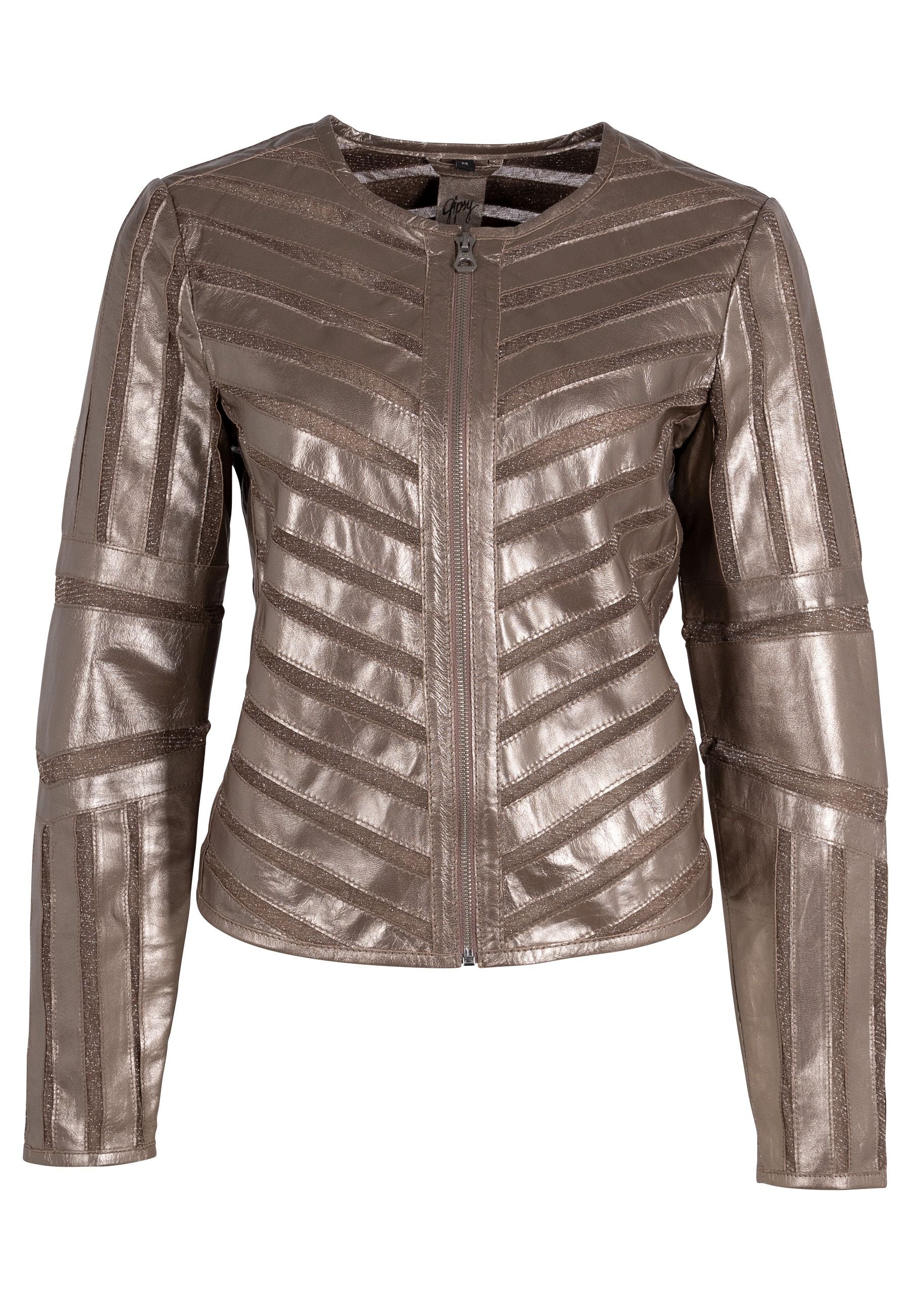 Women’s Yula Rf Leather Jacket, Silver Large Mauritius