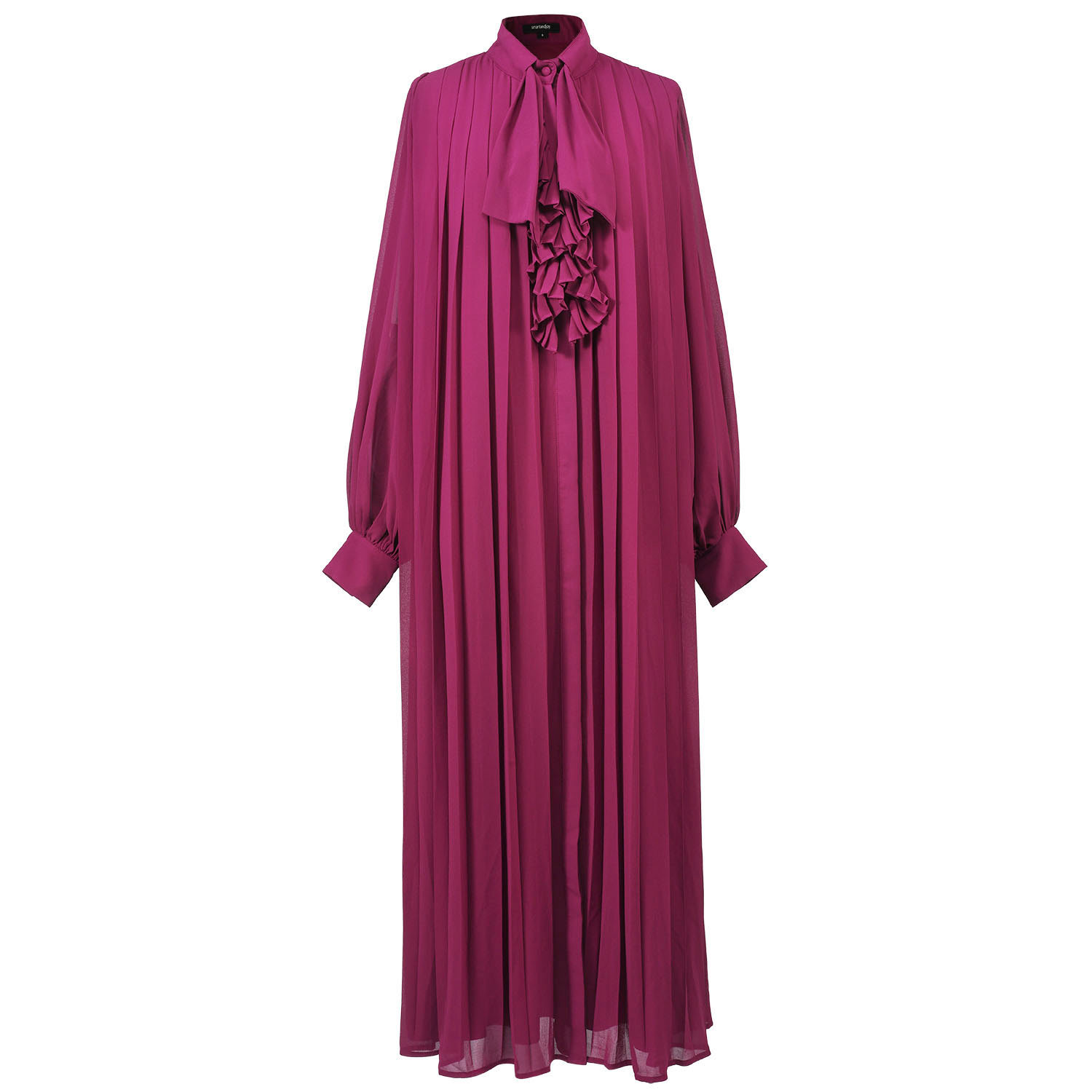 Smart And Joy Women's Purple Multipleats Ascot-tie Dress In Purple
