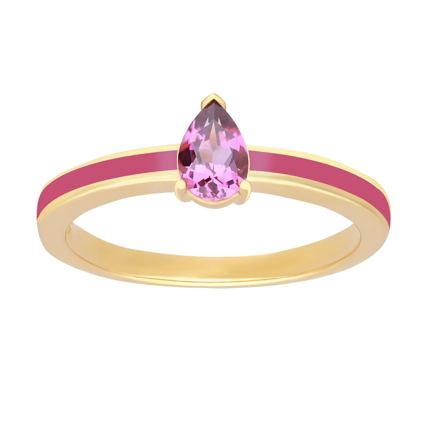 Women’s Pink / Purple Pink Enamel & Rhodolite Ring In Gold Plated Silver Gemondo