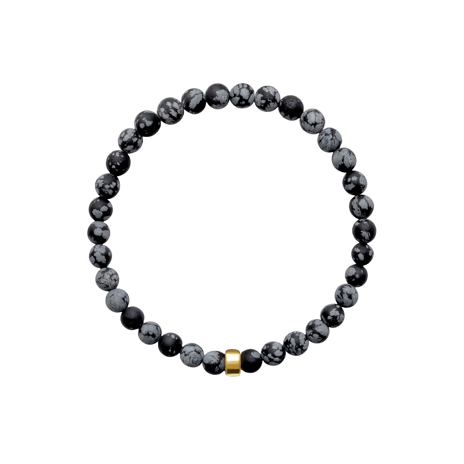 Ora Pearls Gold / Black / White Aro Men's Snowflake Obsidian Bracelet Gold Bead In Multi