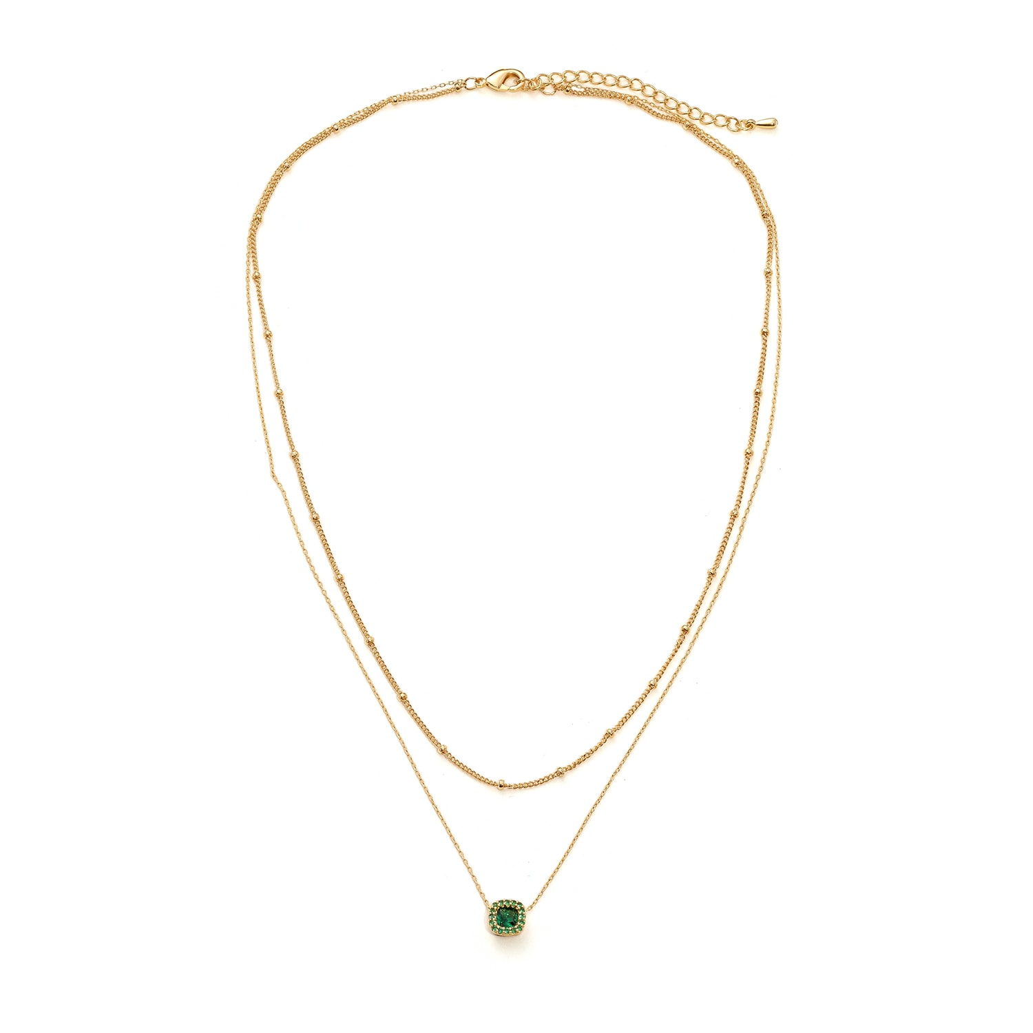 Women’s Green Layered Gem Necklace Shabella Nyc