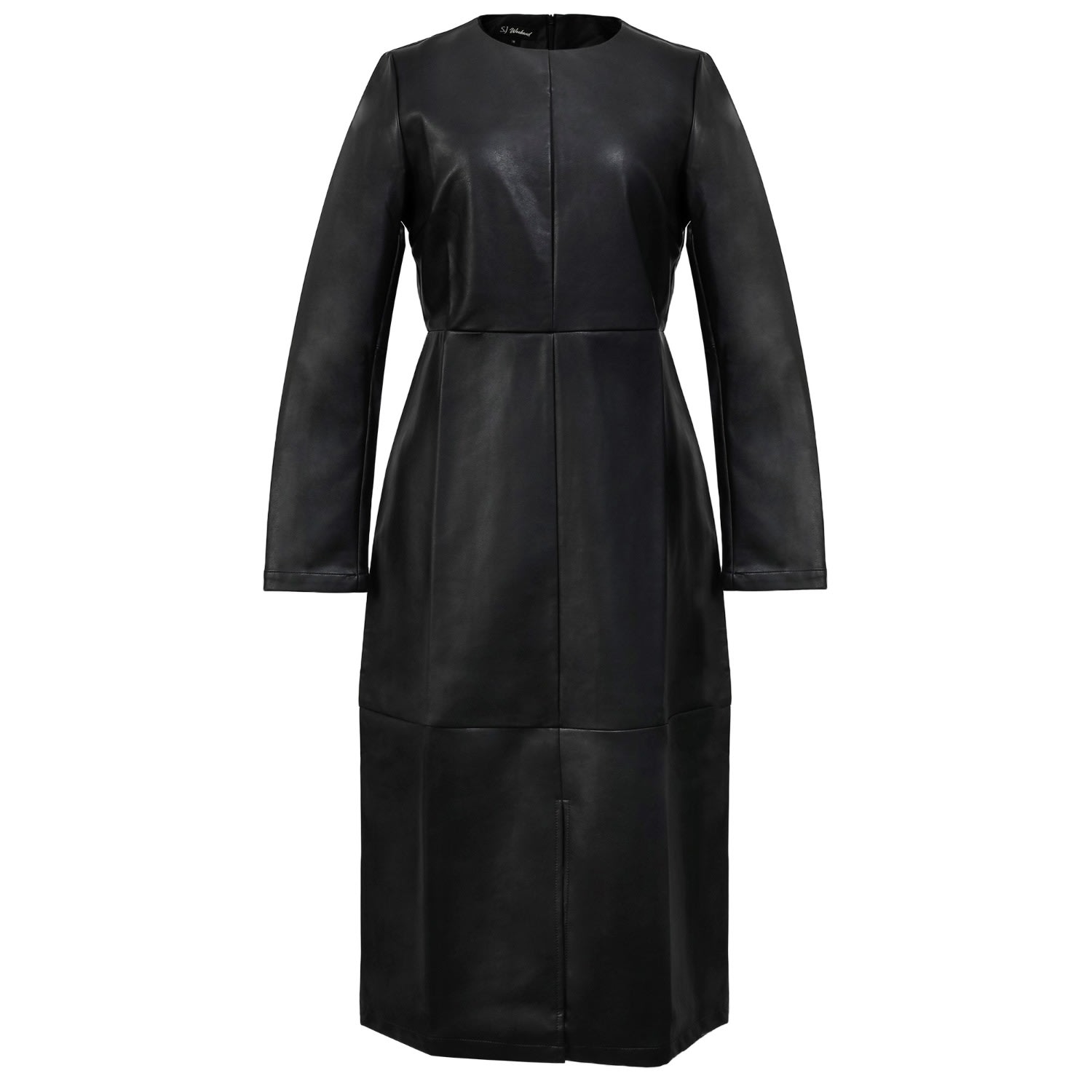 Smart And Joy Women's Pu Long Sleeves Dress - Black In Black