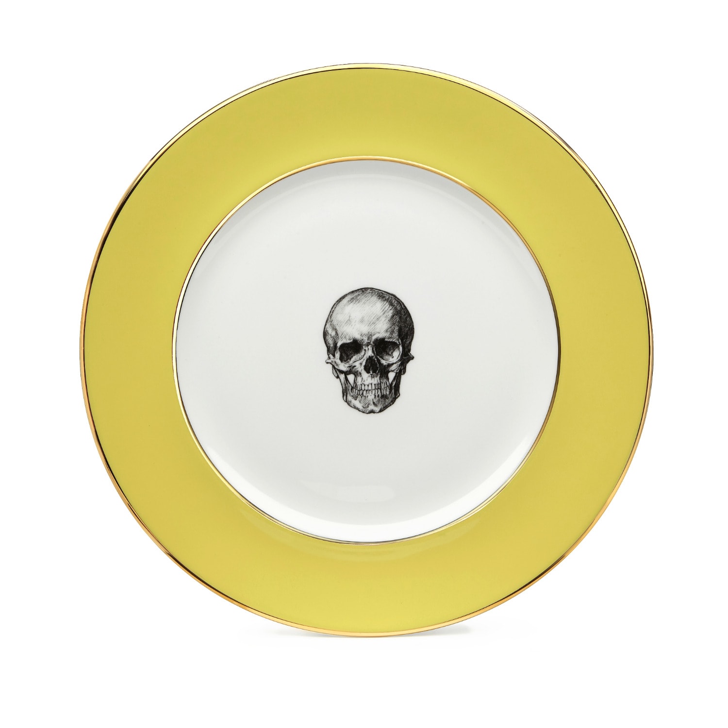 Yellow / Orange / Gold Yellow Skull Dinner Plate Melody Rose London