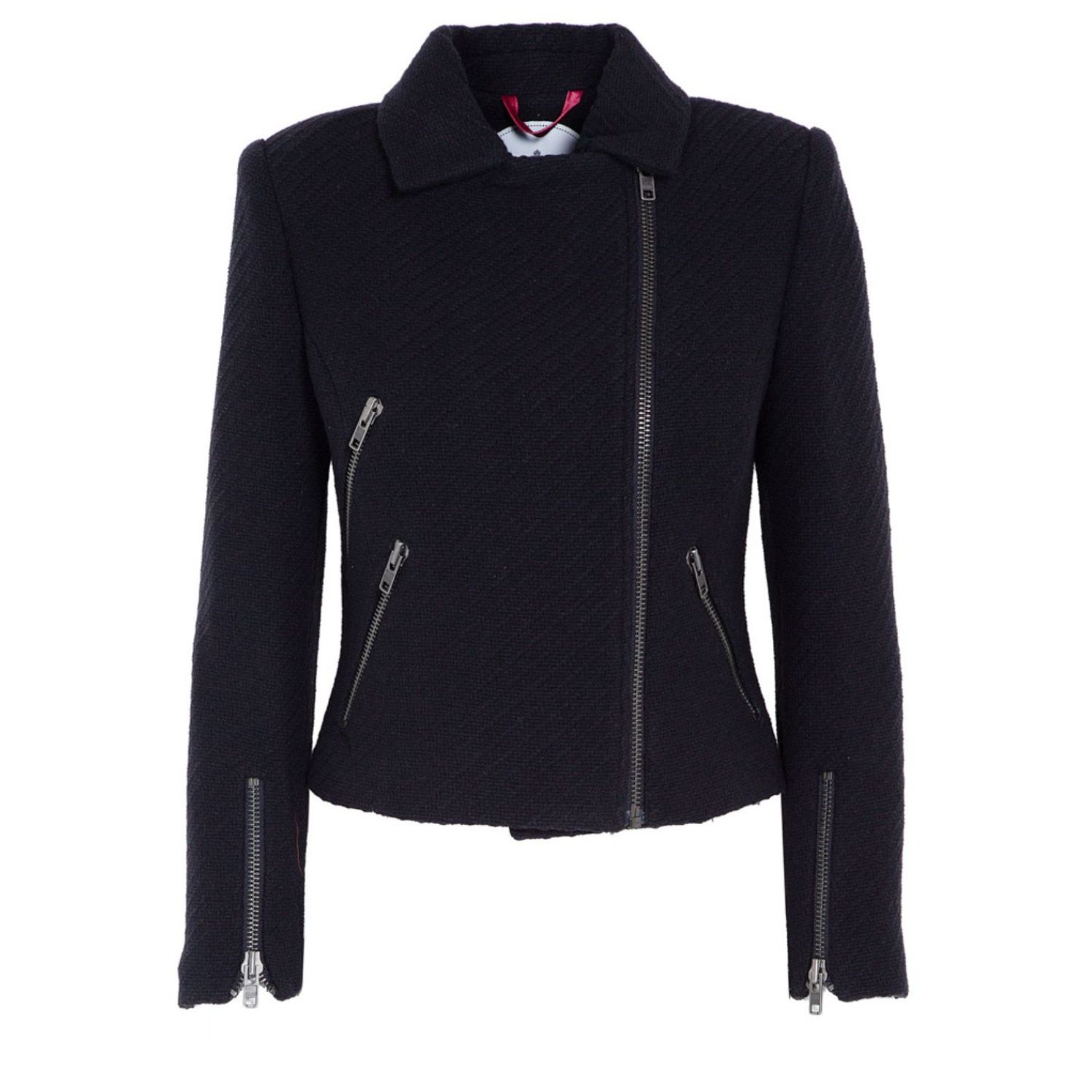 Women’s Black Cotton Blend Jacket With Zipper Perfecto Xxs The Extreme Collection