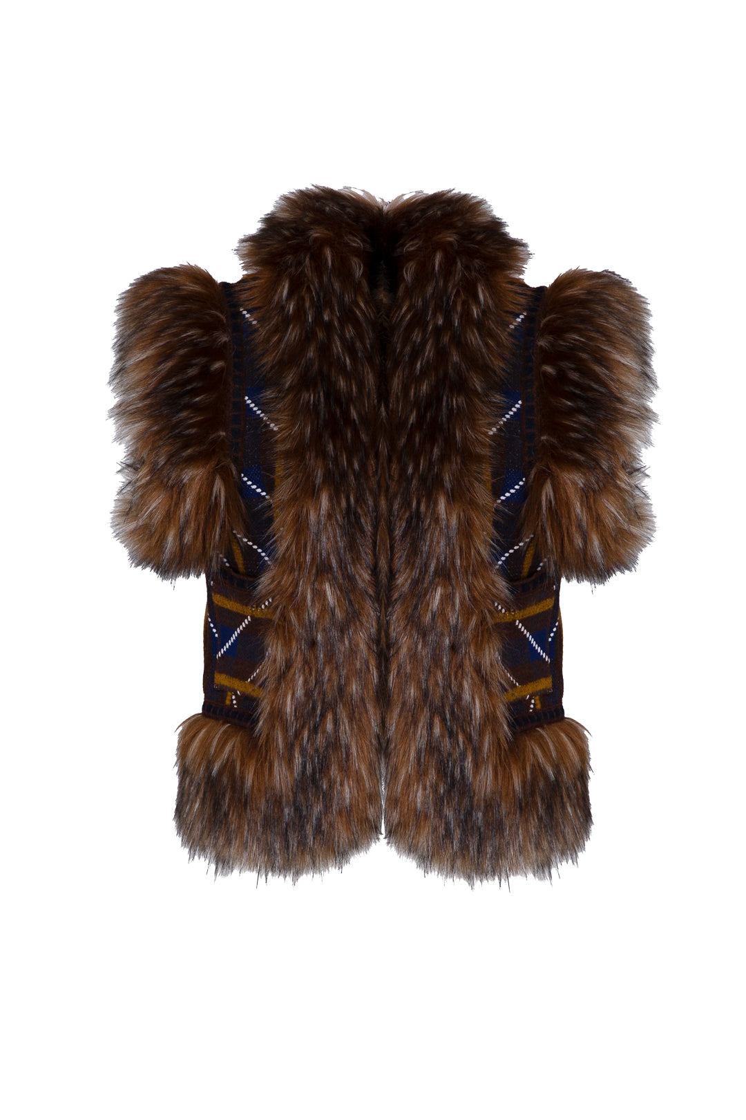 The Extreme Collection Women's Blue / Brown Antoinette Brown Stripe Vest In Multi