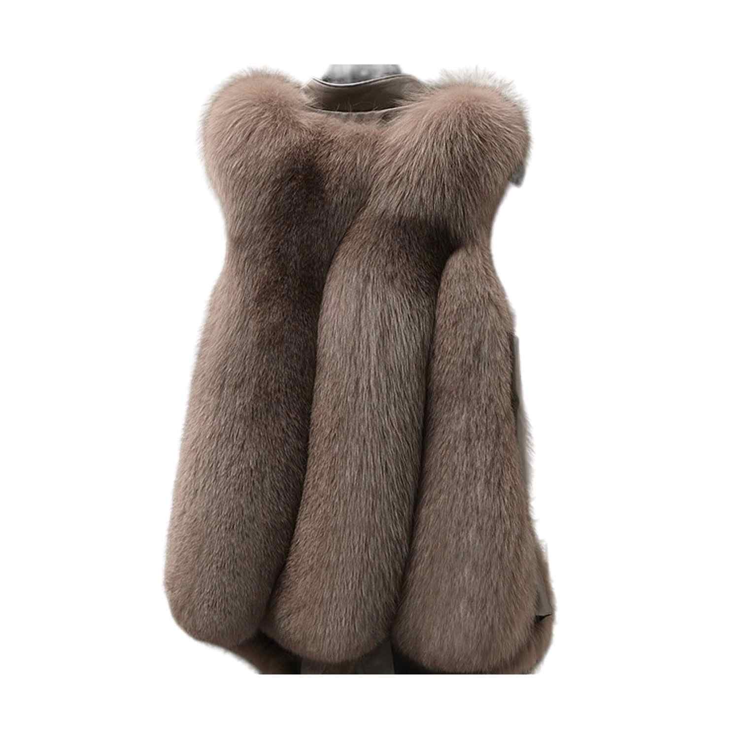 Galaxy Brown Vest Eco Fox Fur Friendly Zipper | WJY STUDIO LONDON