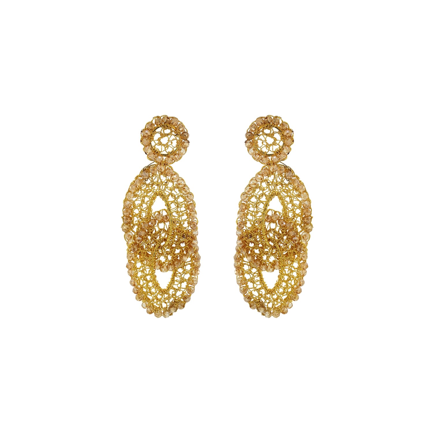 Lavish By Tricia Milaneze Women's Gold / Neutrals Amber & Gold Minerva Handmade Crochet Earrings