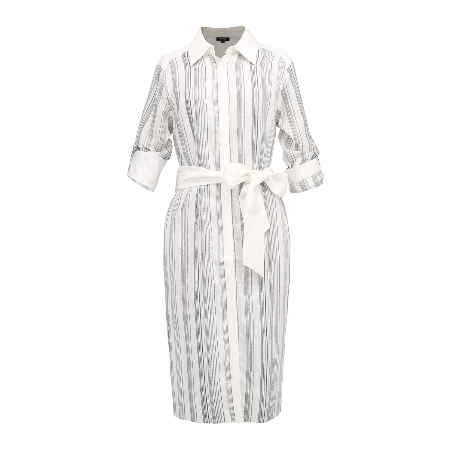 Smart And Joy Women's Bi-material Striped Shirt Dress