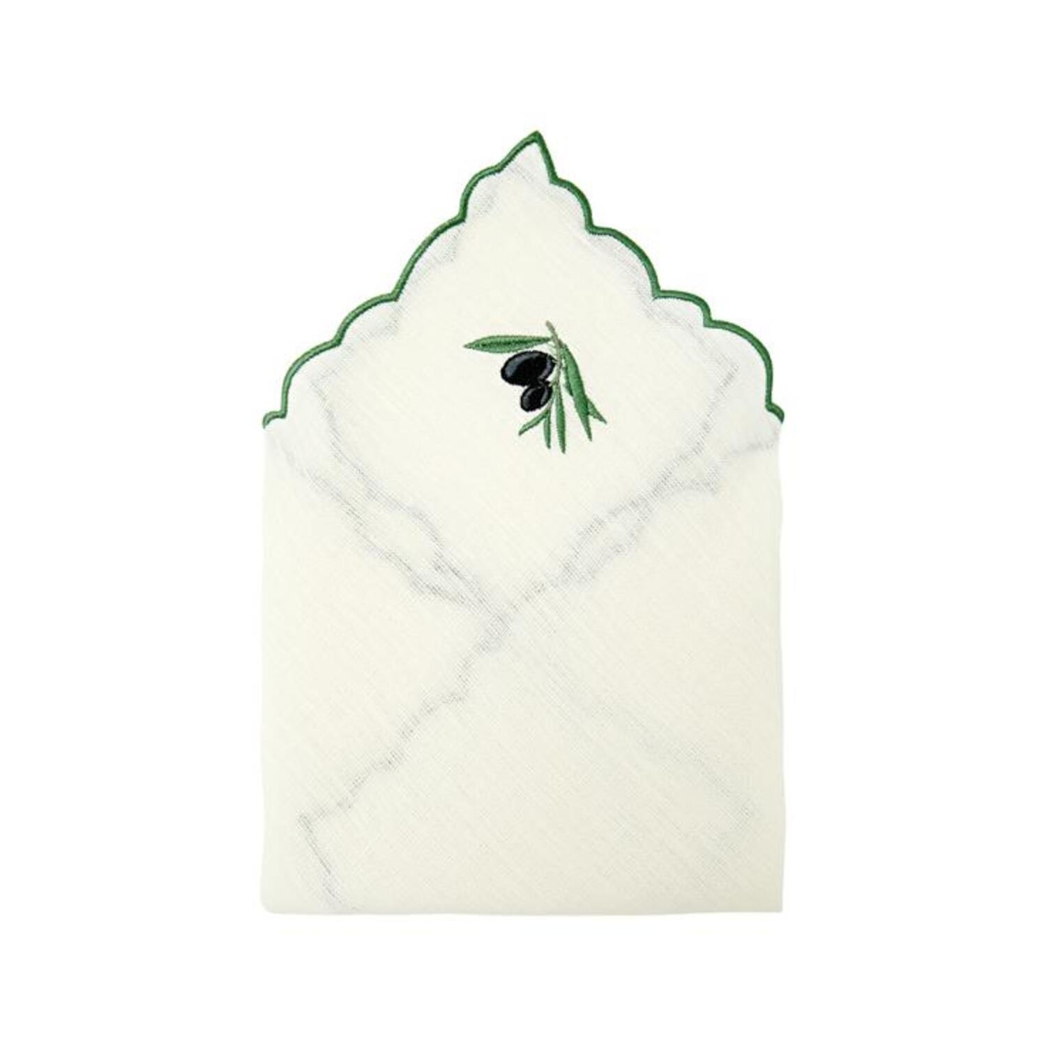 Km Home Collection Olive Embroidery Linen Napkins Set Of 2 In Green