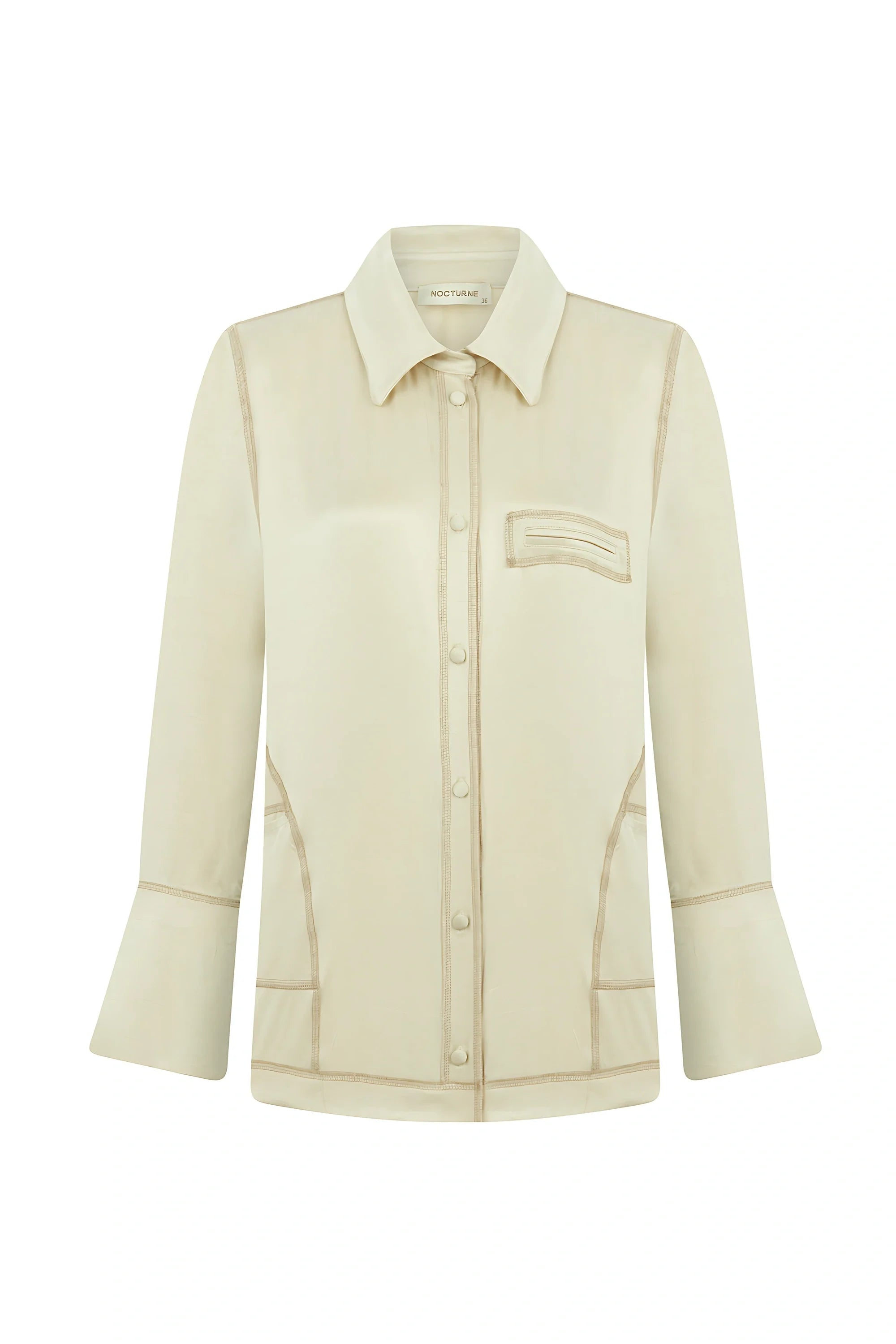 Nocturne Women's Neutrals Contrast Topstitched Shirt - Ecru In Brown