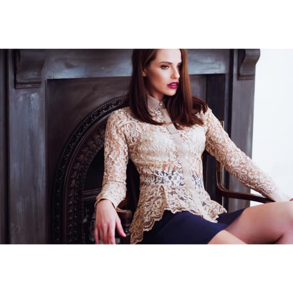 Gucci Beige Lace Shirt In Lace