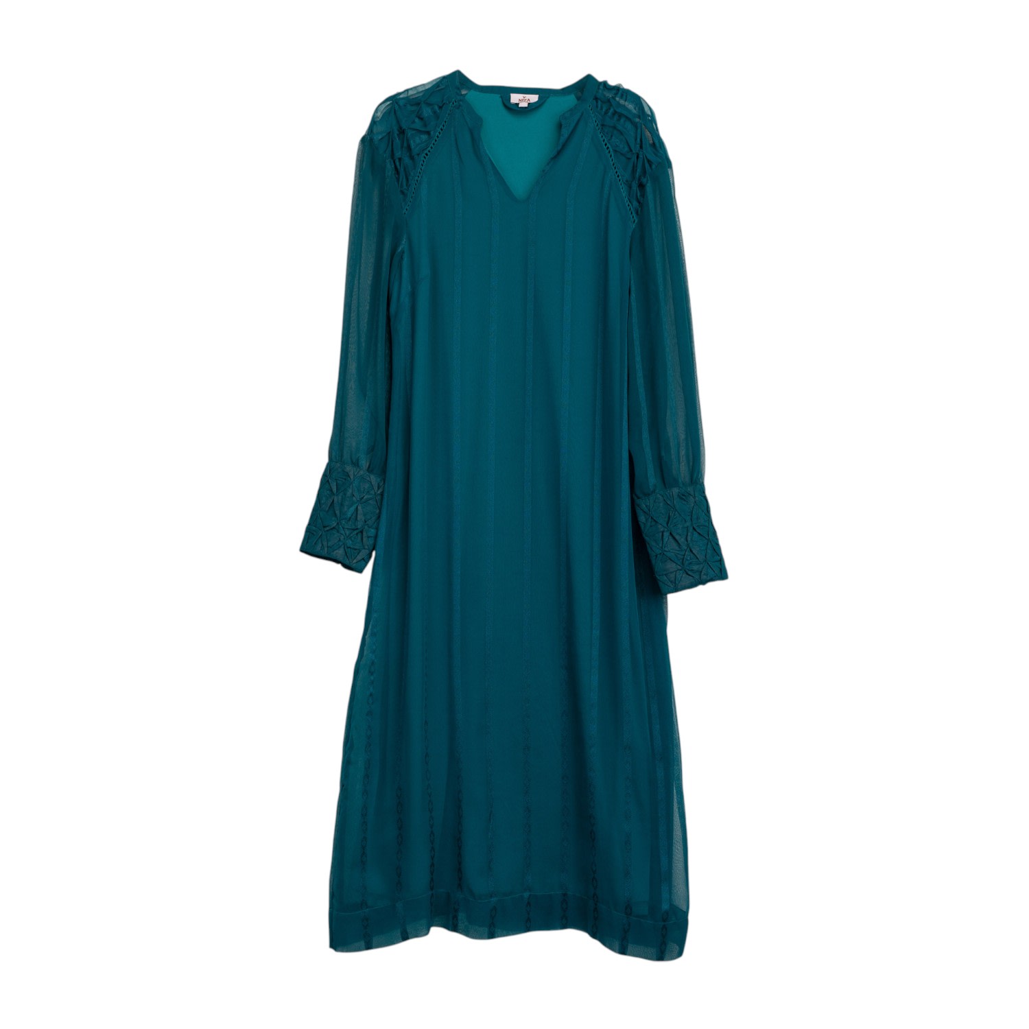 Niza Women's Blue Midi Dress With Neck Details In Blue