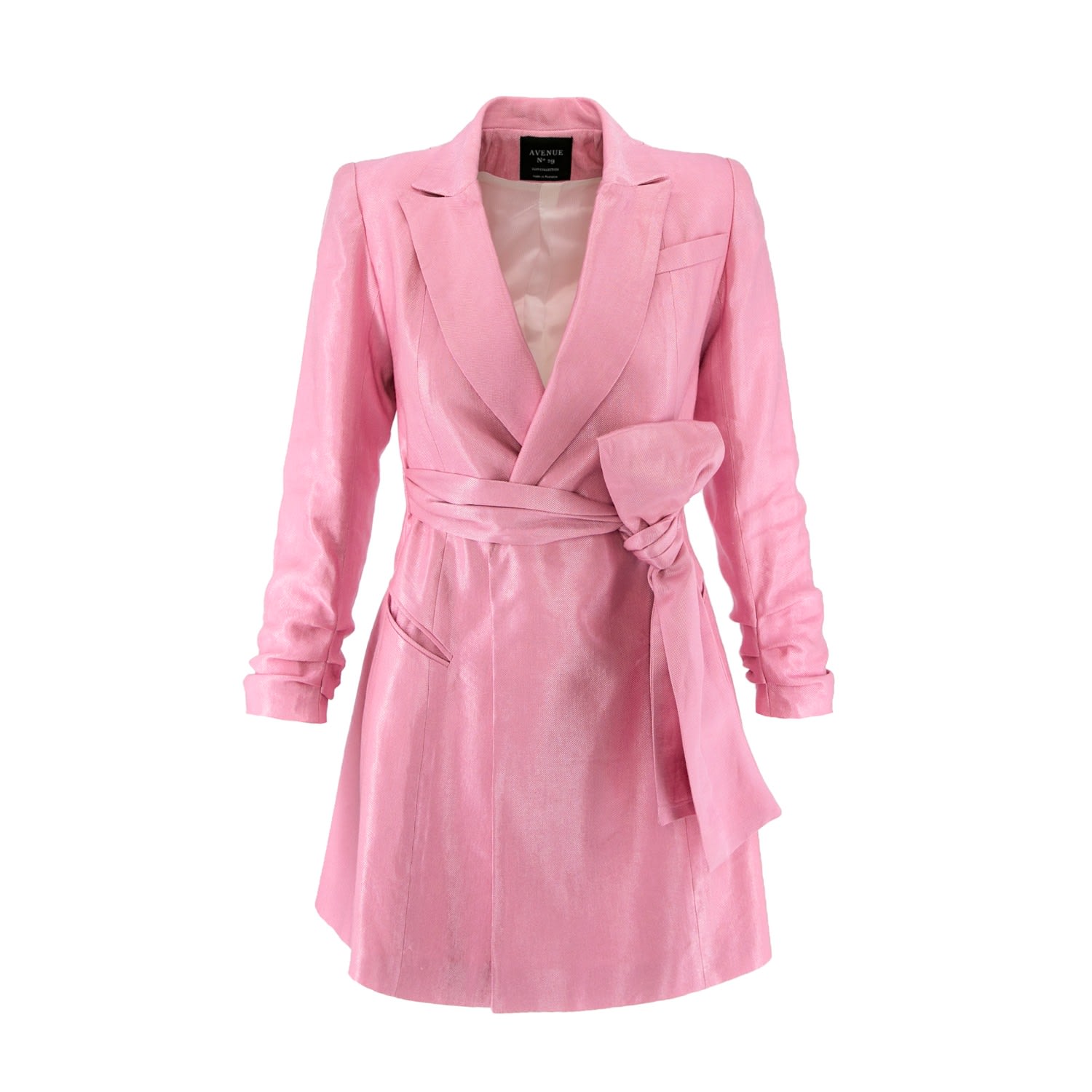 Women’s Pink / Purple Metallized Linen Blazer Dress With Bow - Pink & Purple Extra Large Avenue no.29