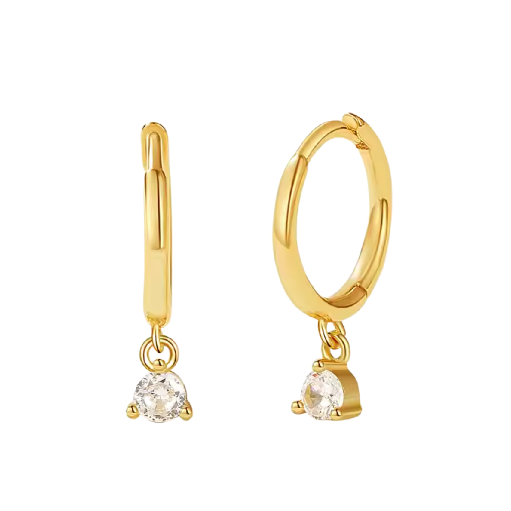 Nazzar Women's Gold Mini Zirconia Drop Earrings