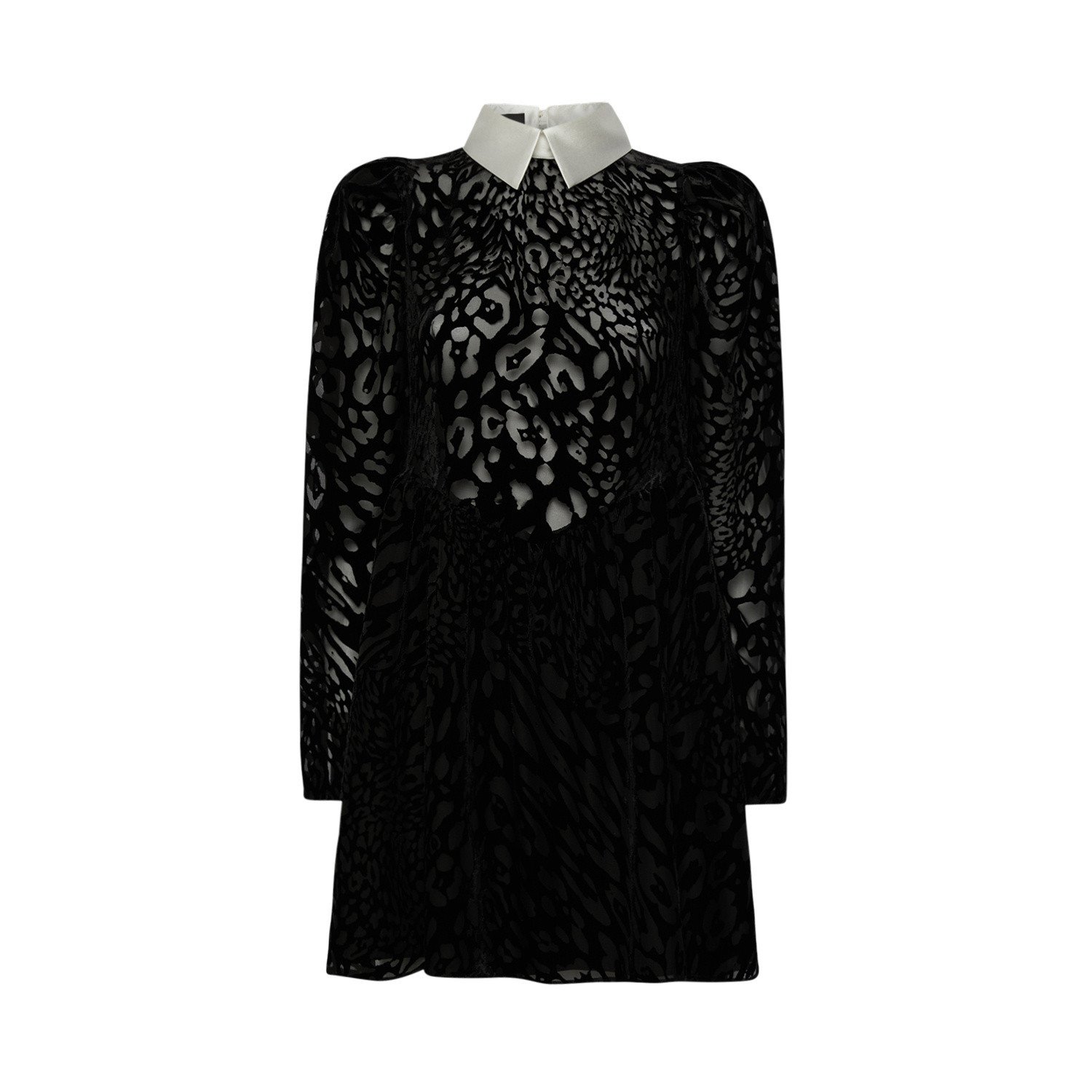 Women’s Black Oxford Leopard-Pattern Velvet Dress Large Sveta Milano