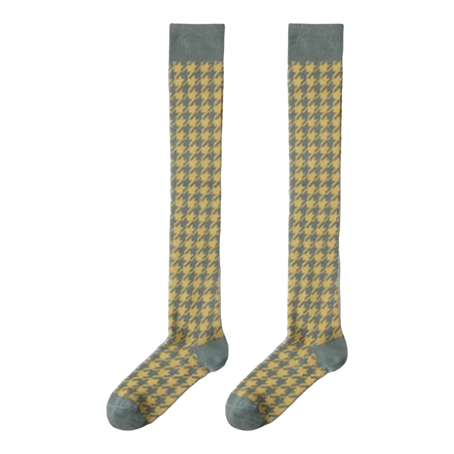 High Heel Jungle By Kathryn Eisman Women's Houndstooth Knee High Socks Green In Green