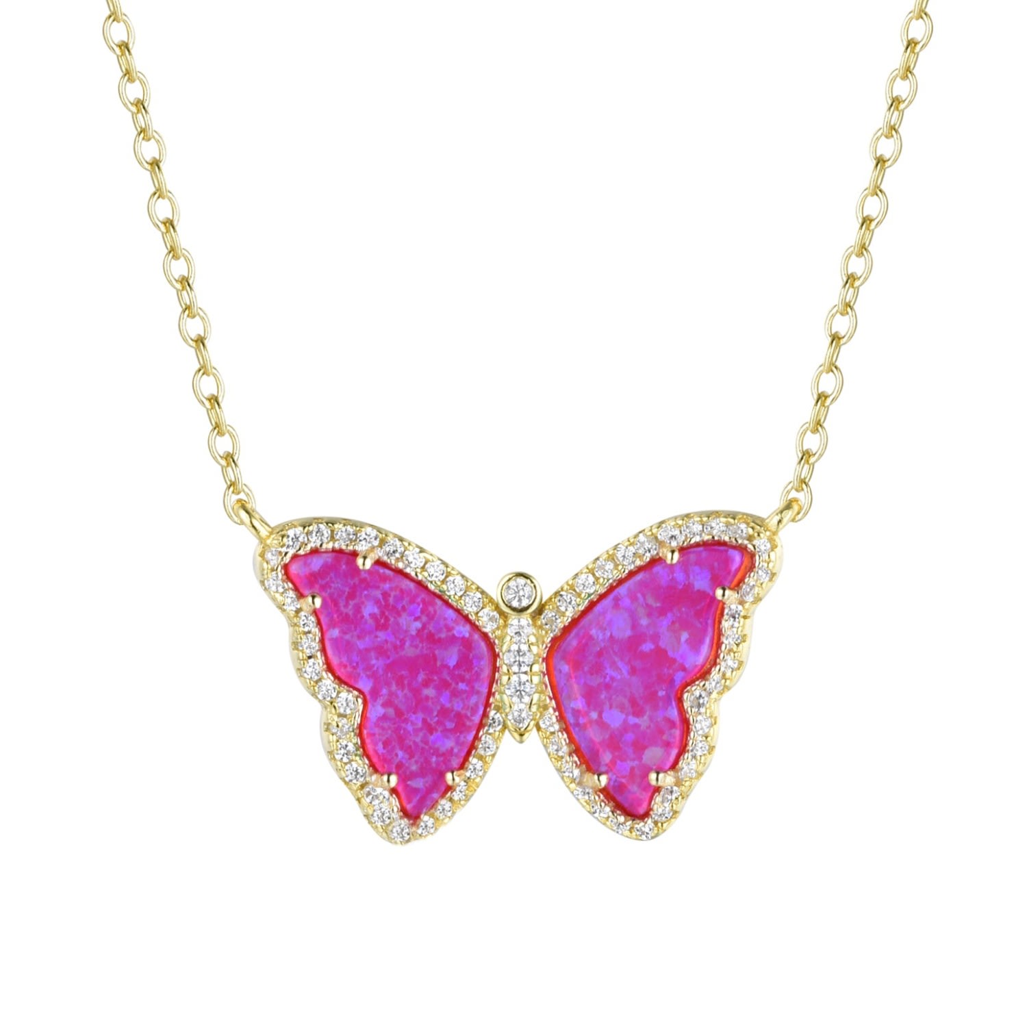 Women’s Pink / Purple Opal Butterfly Necklace - Fuchsia Kamaria