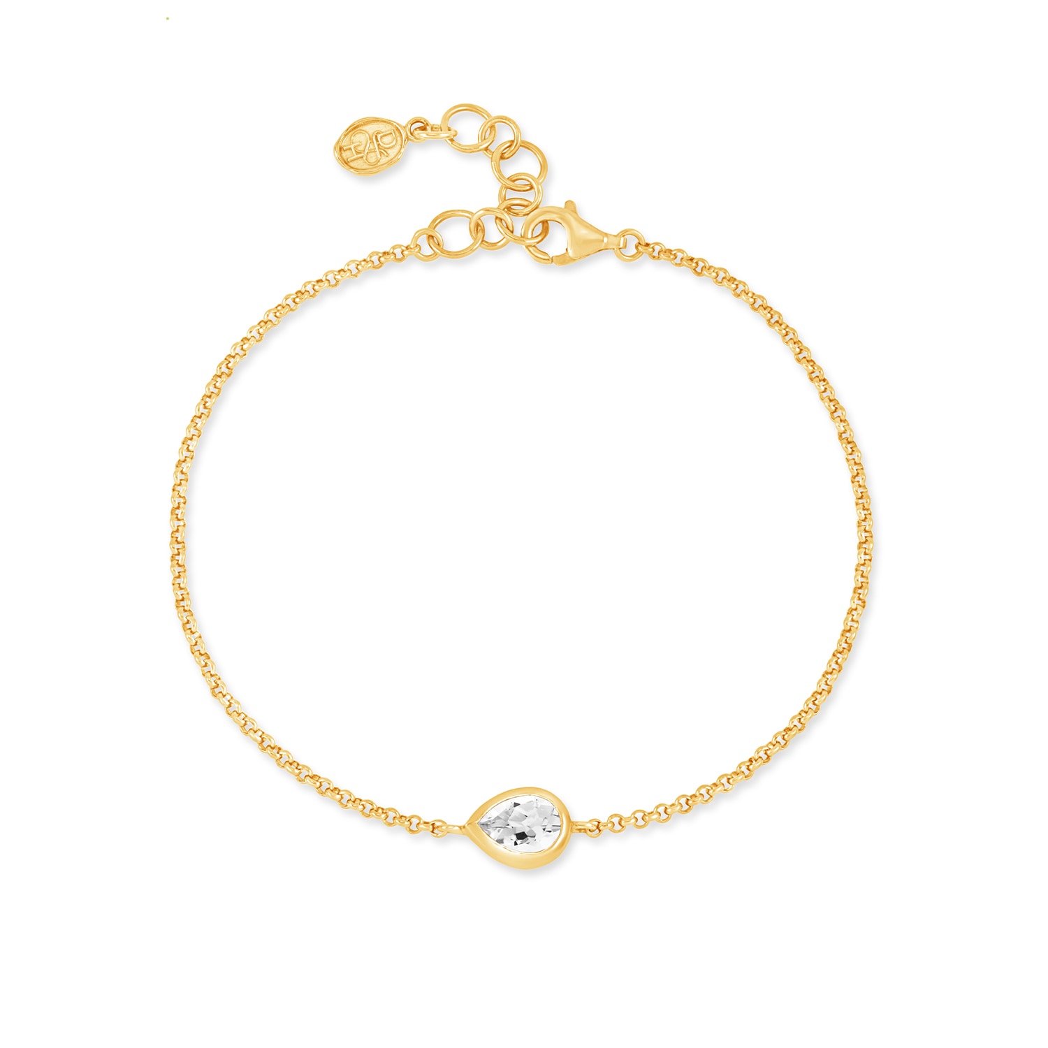 Dower & Hall Women's Gold / White White Topaz Pear Chain Bracelet In Gold Vermeil In Gold