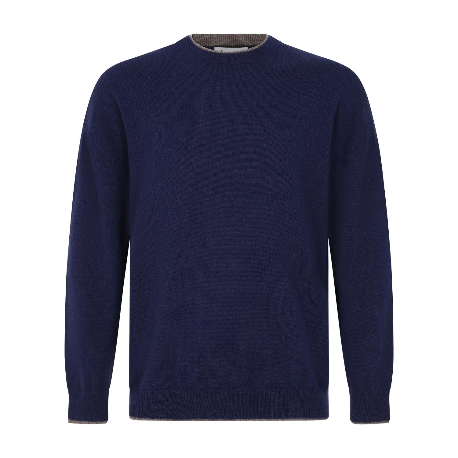 Mens Cashmere Crew Neck Sweater In Midnight Blue Medium Loop Cashmere