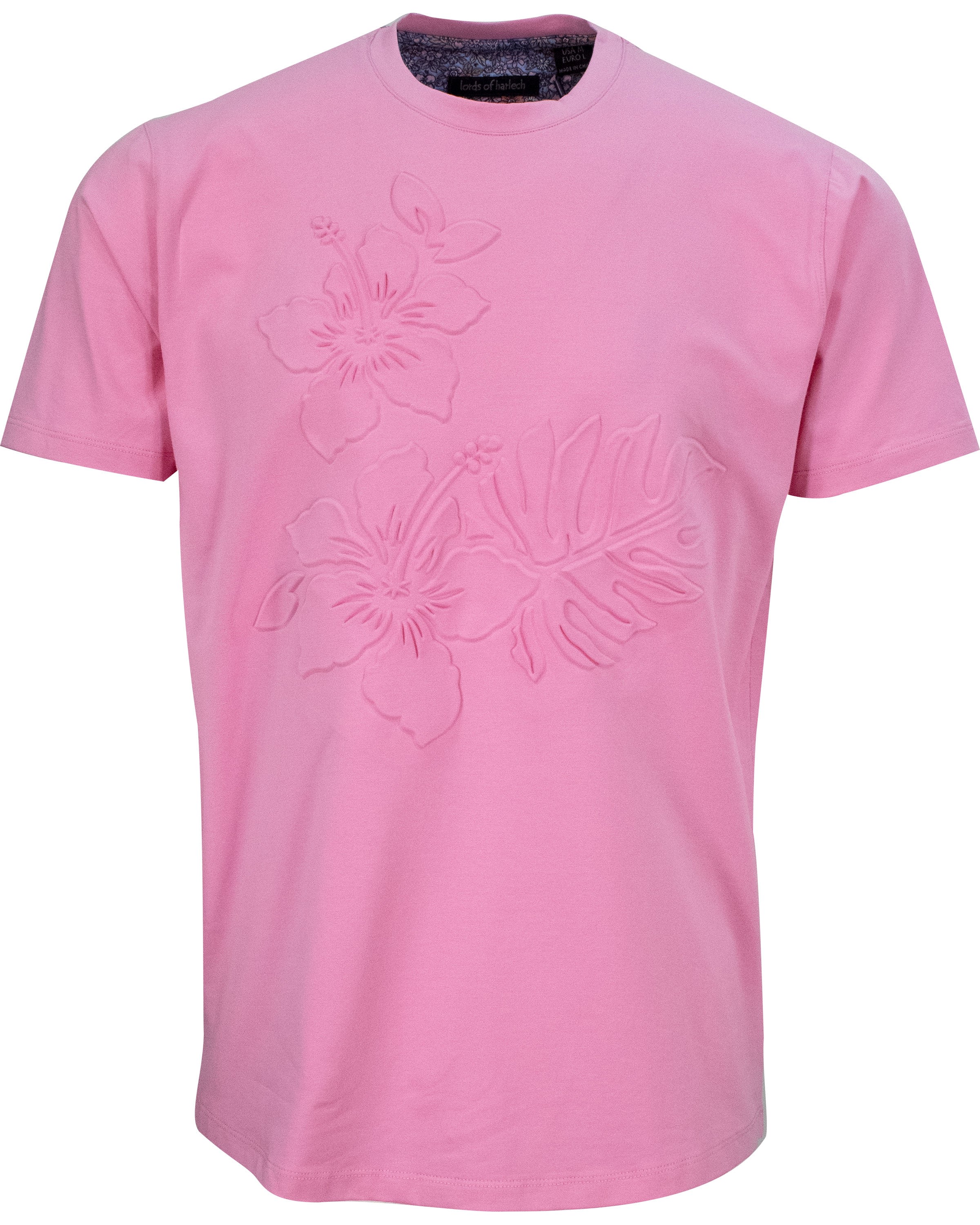 Lords Of Harlech Carson Embossed Floral Tee In Pink/purple
