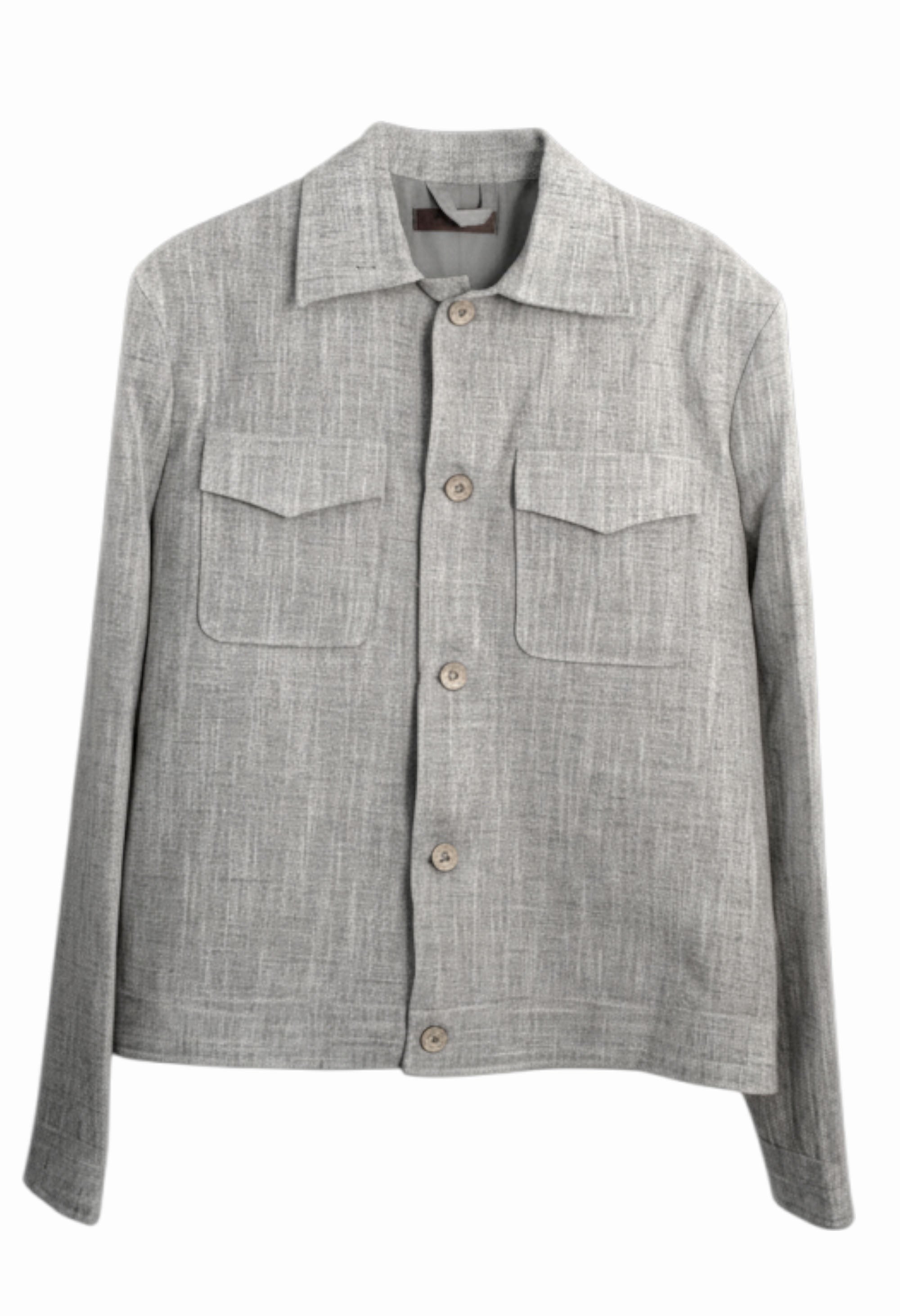 Stovaria Men's Handwoven Yak Wool Blend Shirt Jacket - Unisex Light Grey Shacket - Wool Overshirt In Gray