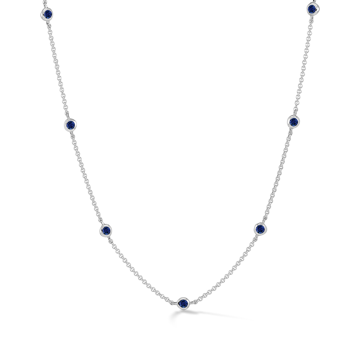 Dower & Hall Women's Blue Sapphire Dewdrop Chain Necklace In Sterling Silver In Metallic