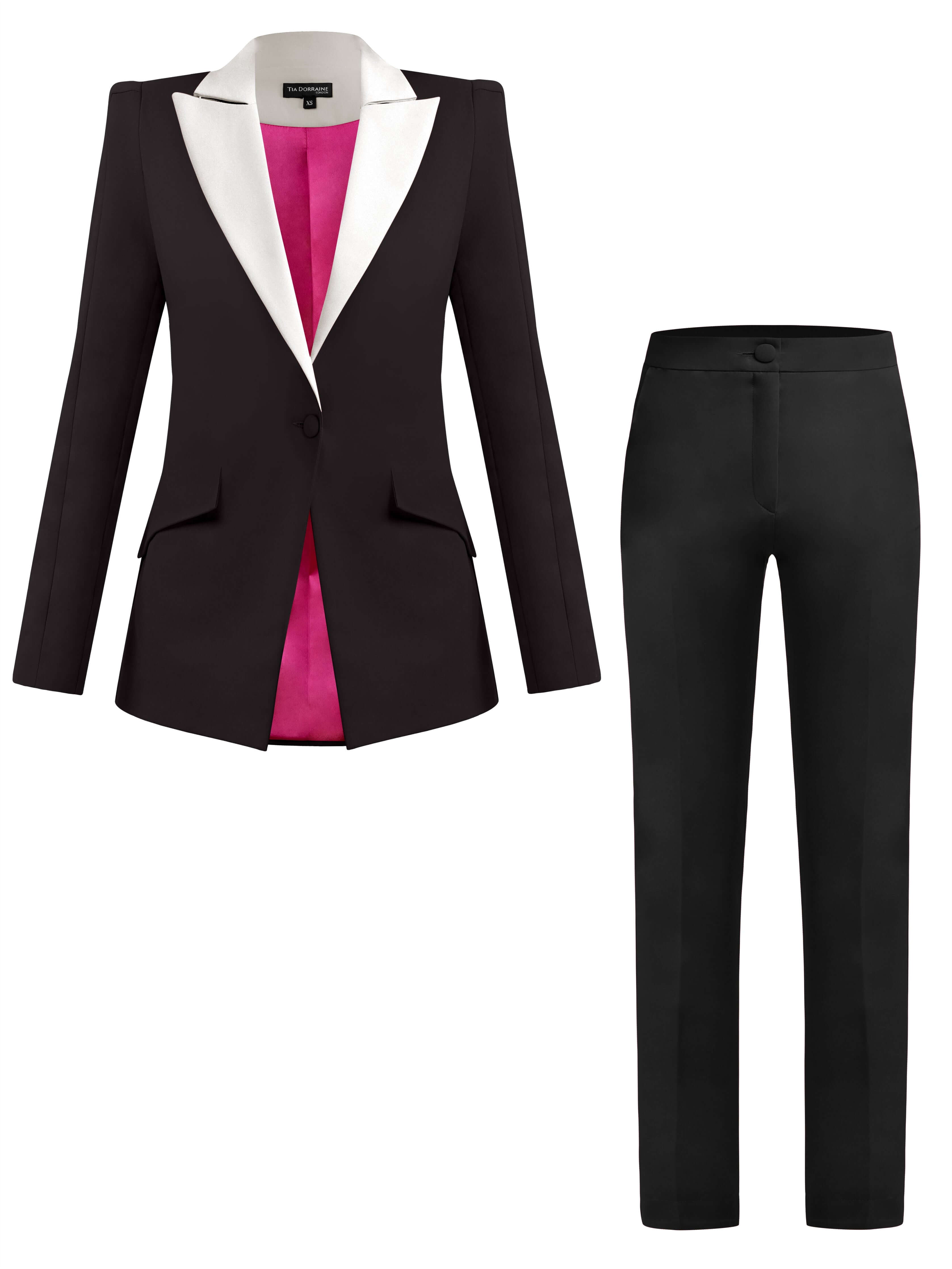 Women’s Black / White Illusion Classic Tailored Suit - Black & White Xxs Tia Dorraine