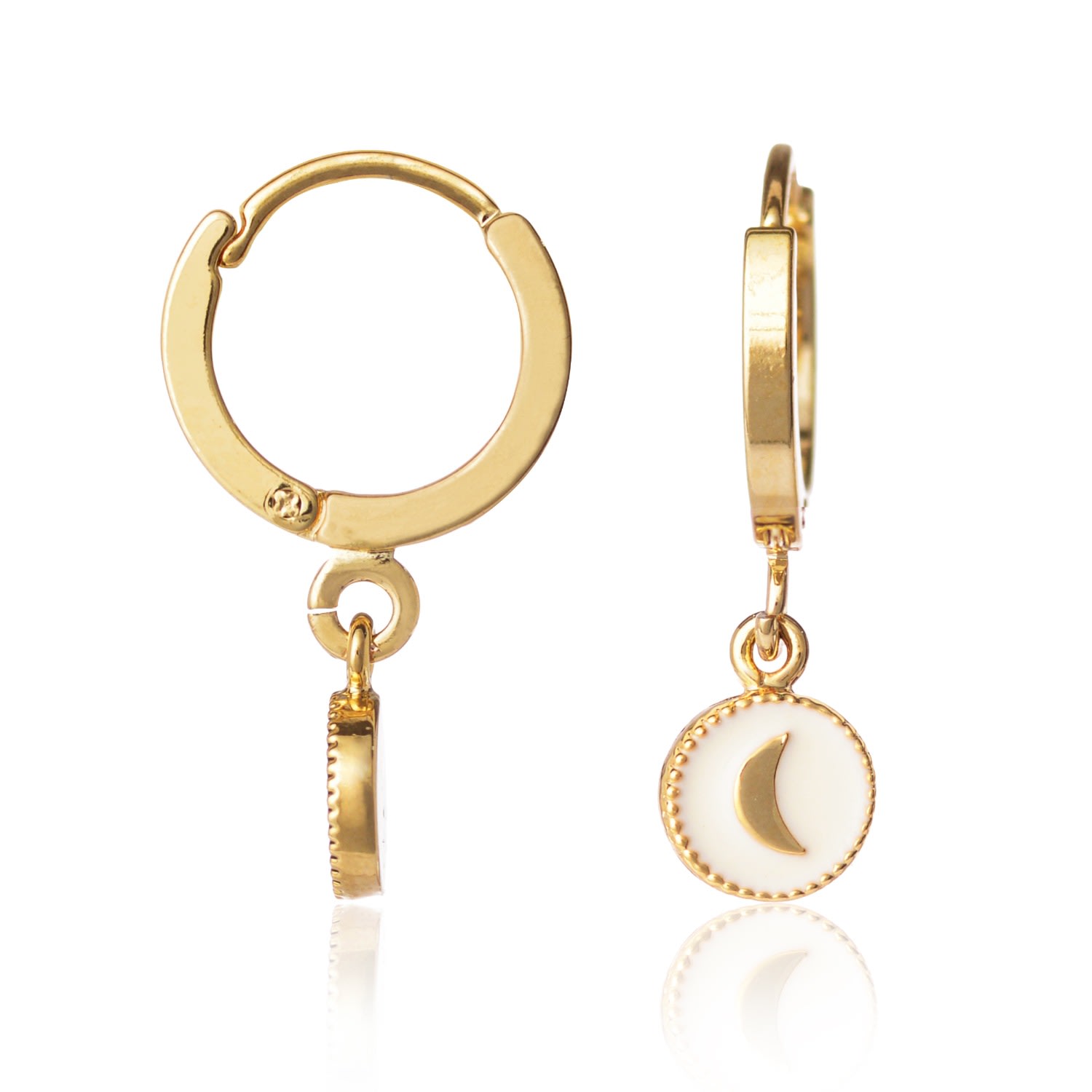 Women’s Gold White Moon Earrings C. j.m