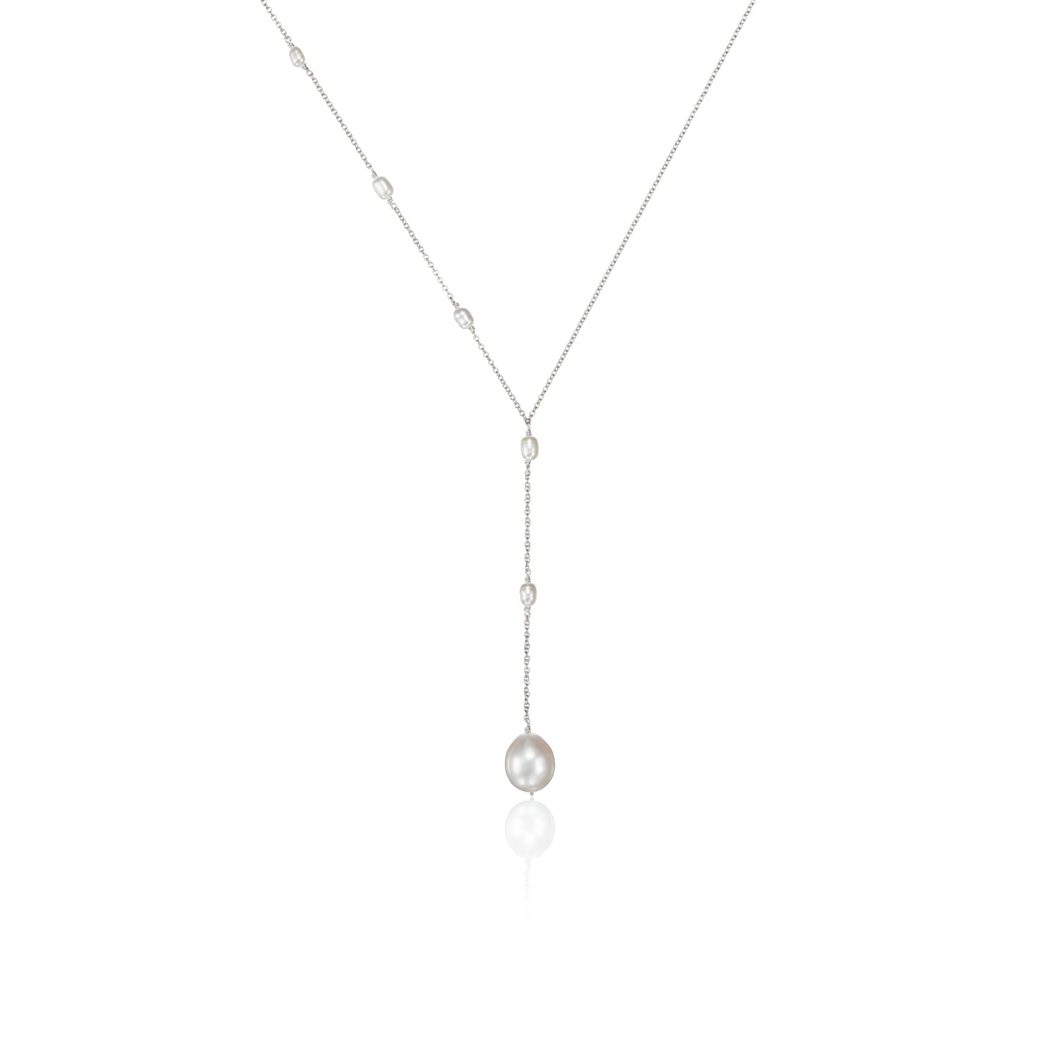 Lily & Roo Women's Silver Seed Pearl Lariat Necklace In Silver