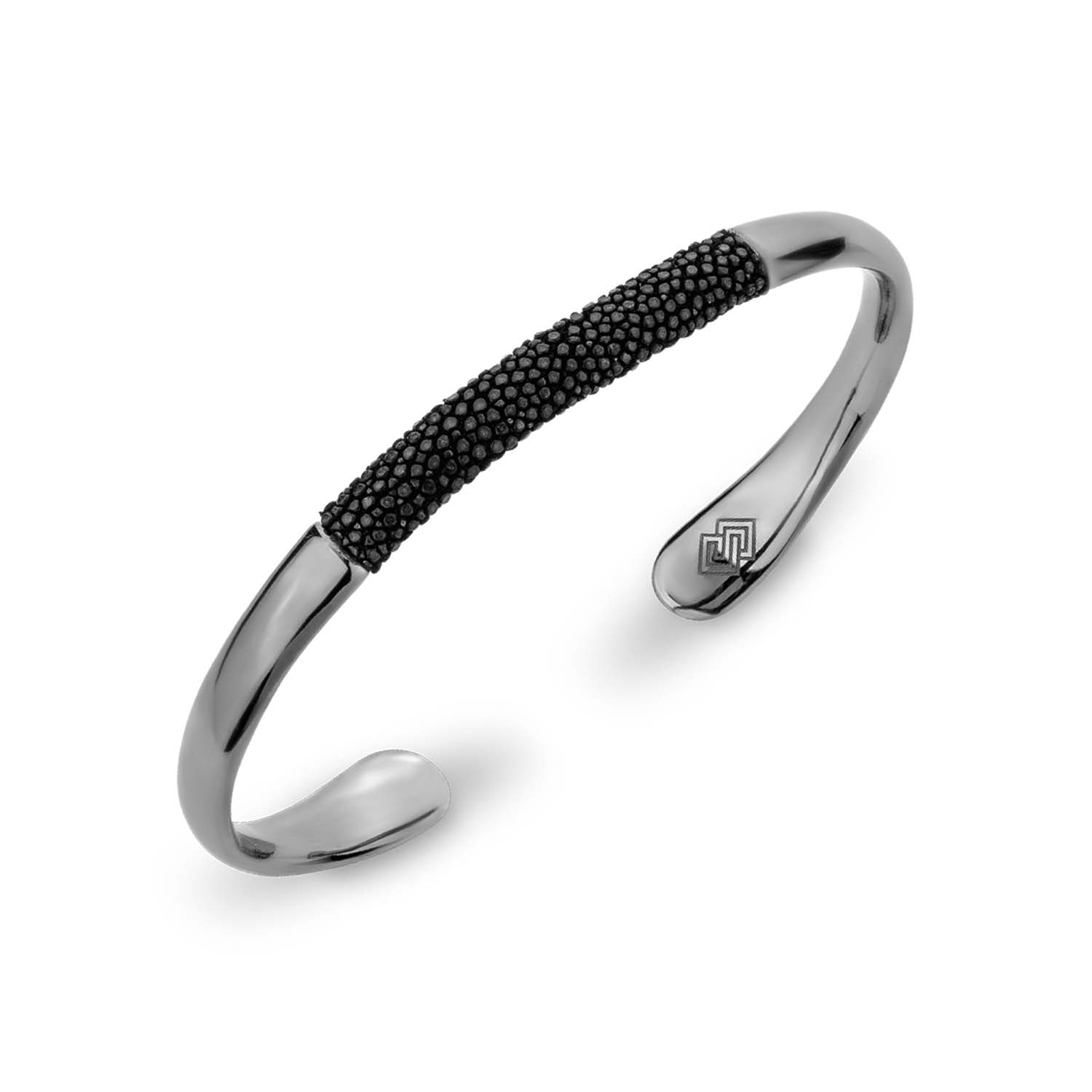 Men’s Marino Cuff With Galuchat - Noir With Premium Black Rhodium Sally Skoufis