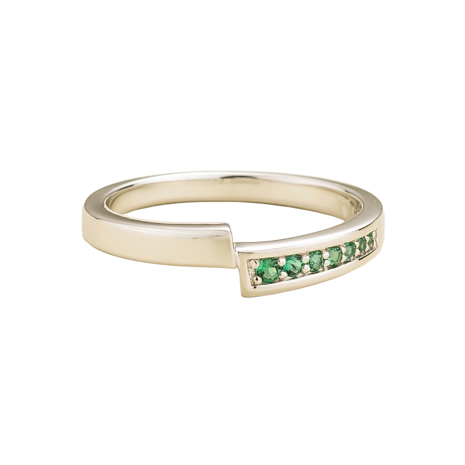 Juvetti Women's White / Silver / Green Vero Ring In Emerald Set In White Gold In Multi