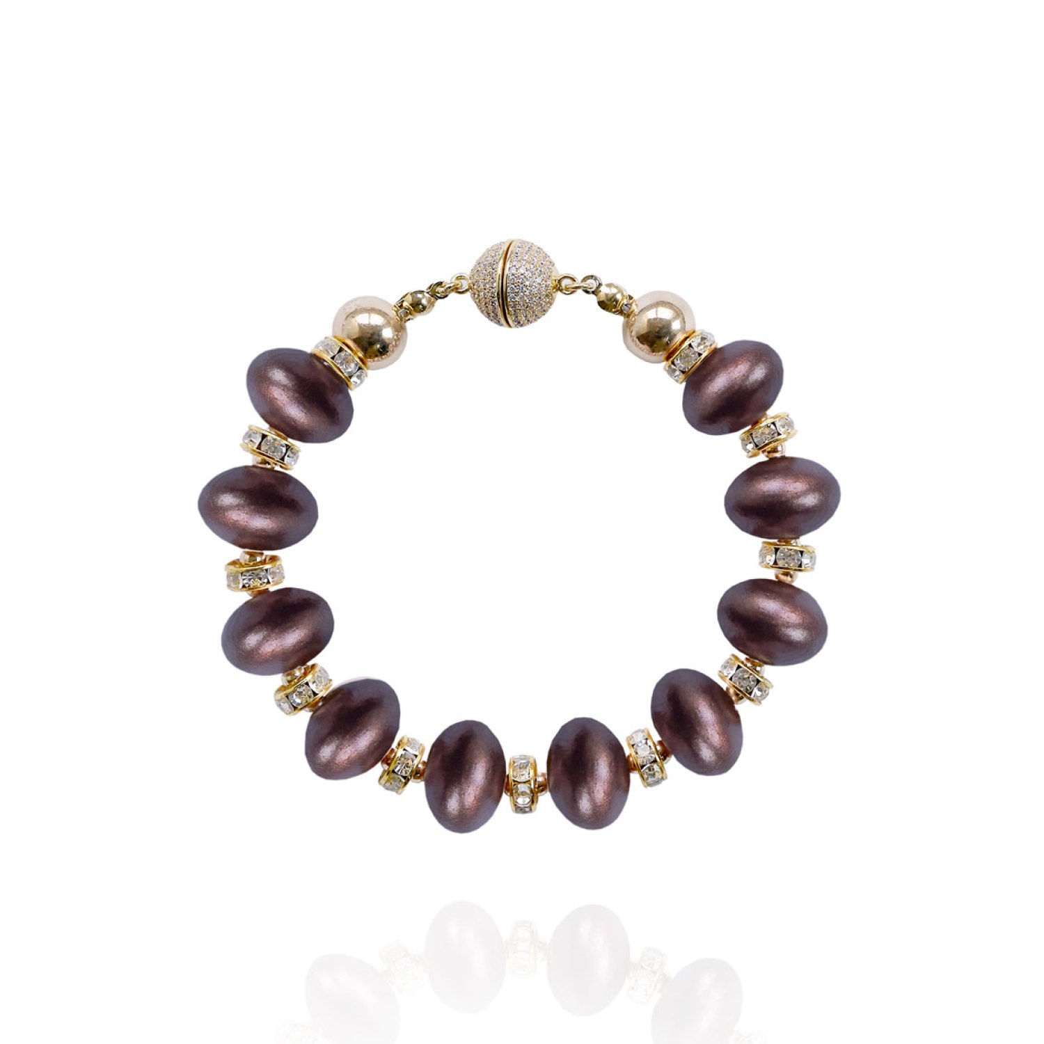 Saule Label Women's Brown / Gold Mika Bracelet In Chocolate Cherry