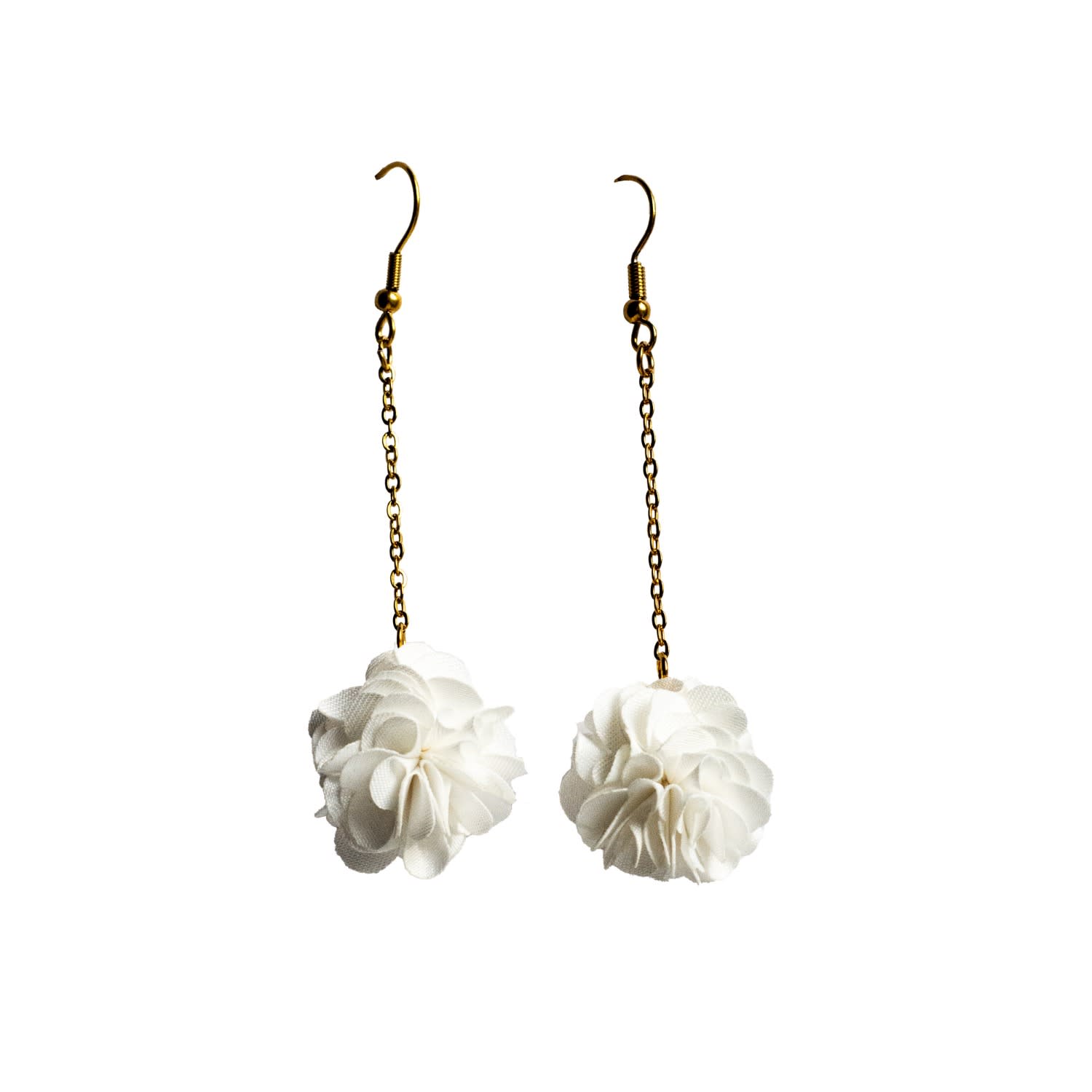 Ziolla Designs Women's Diane White Pompom Drop Earrings