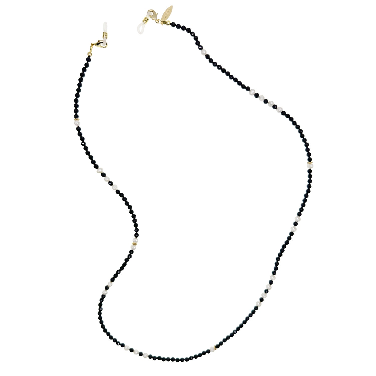 Farra Women's Black Spinel And Freshwater Pearls Eye Glasses Chain