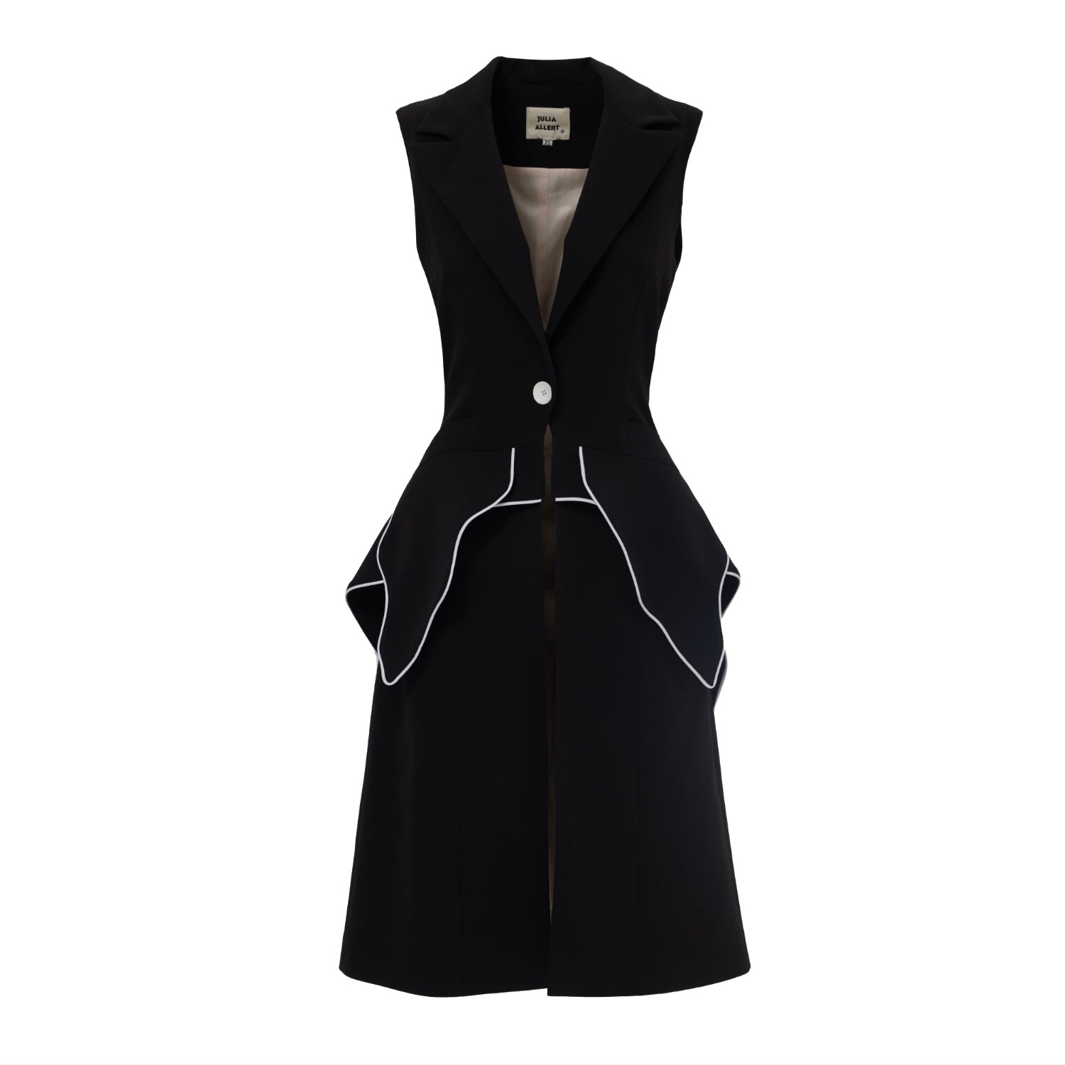 Julia Allert Women's Modern Elegant Deep V-neck Vest With Peplum Detail Black In Black