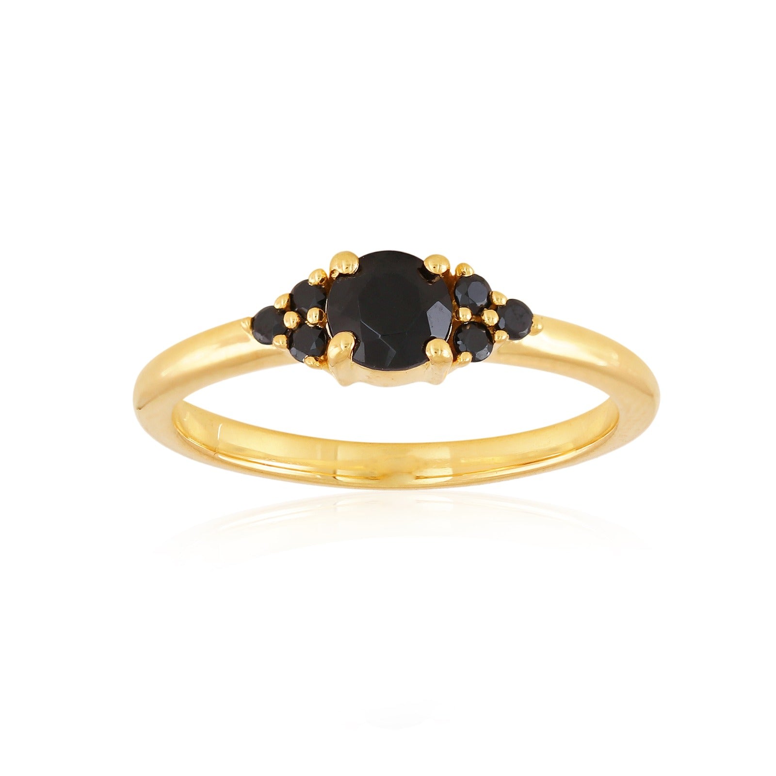 Women’s Gold / Black Cluster Black Spinel Ring Gold Vermeil | Karrah Jewellery